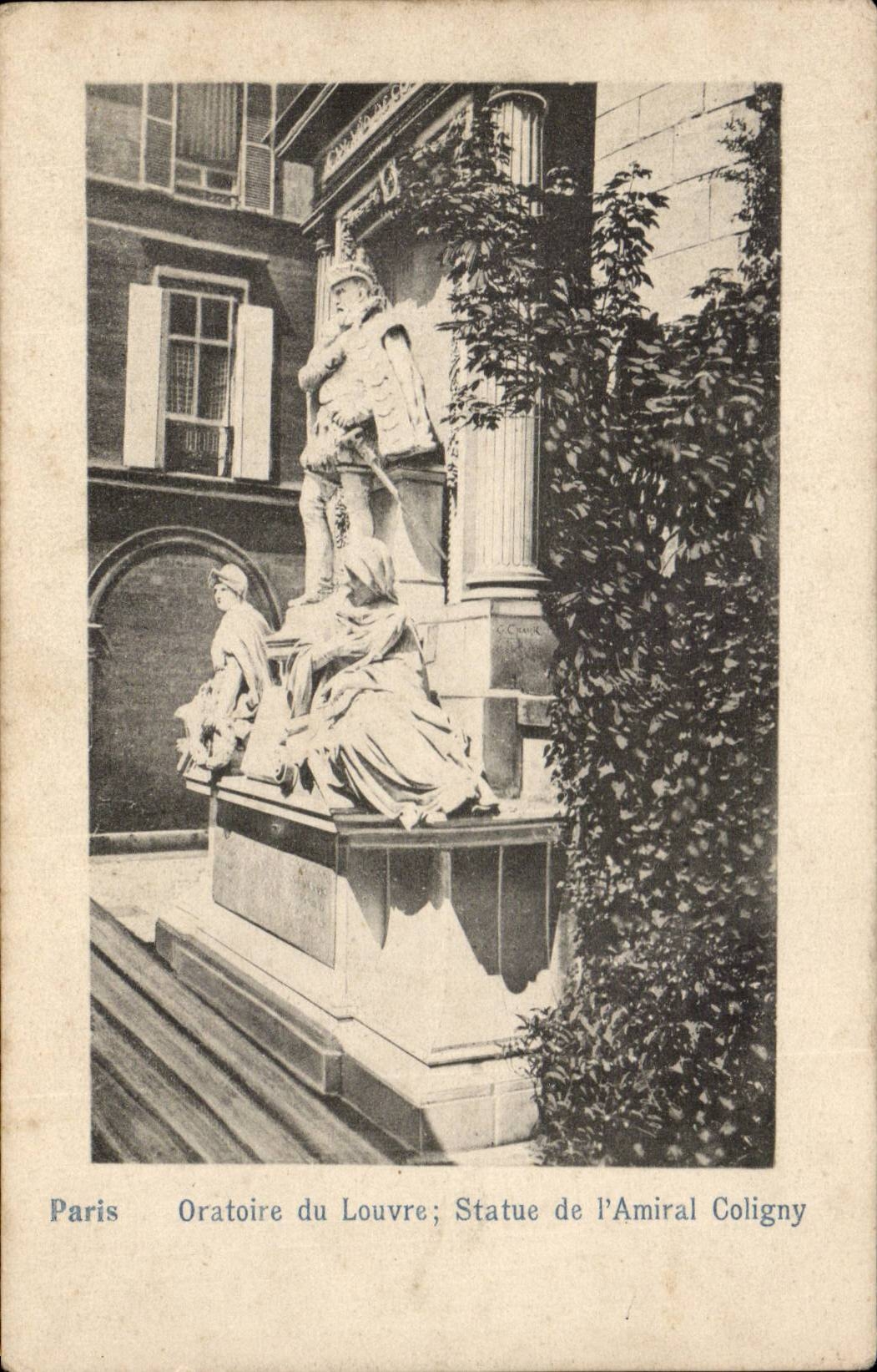 Paris - 1 - Oratoire du Louvre - Statue de l'Amiral Coligny - CPA
