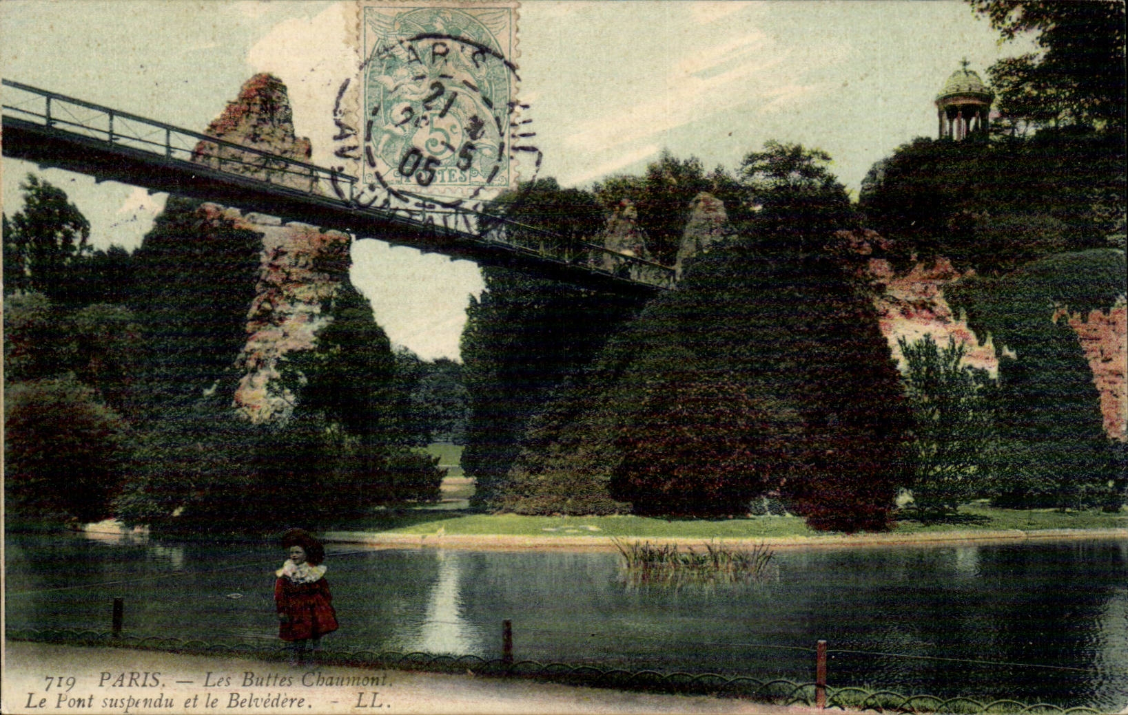 Paris - 19 - Chaumont Hillocks - the Suspended bridge and the View-point - Child CPA