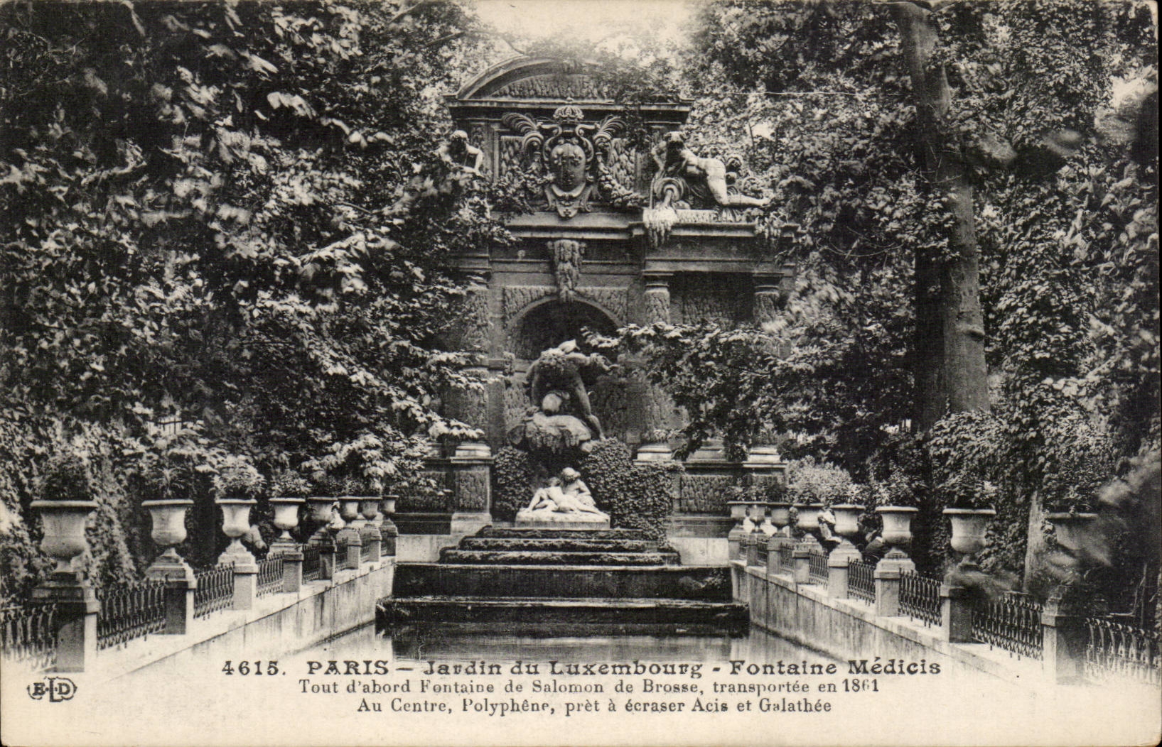 Paris - 6 - Garden of Luxembourg - Fountain of Medicis - CPA