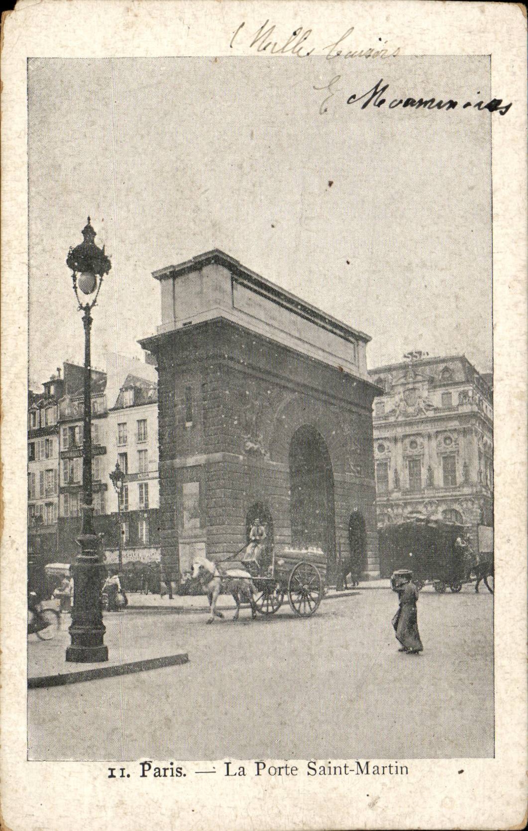 Paris - 10 - the Gate Saint Martin - horse - horse CPA