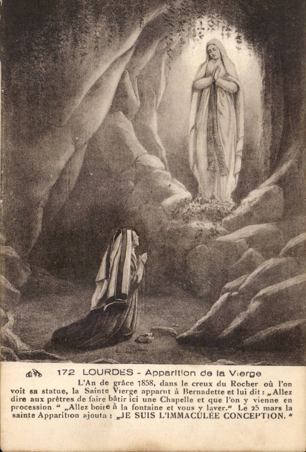 Lourdes - Appearance of the Virgin - CPA