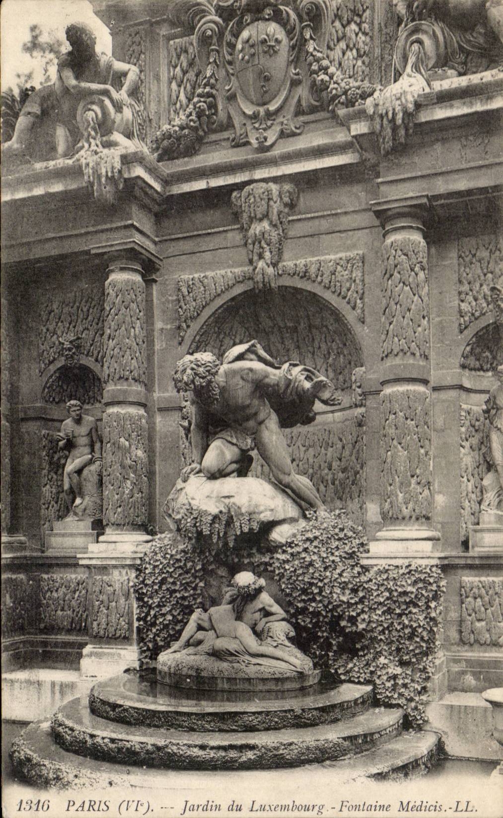 Paris - 6 - Garden Of Luxembourg - Fountain of Medicis - CPA