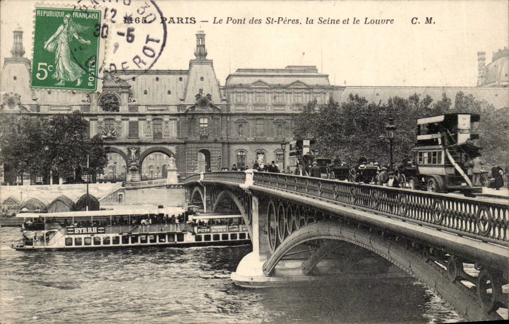 Paris - 1 Le Pont de Saints Peres - La Seine et la Louvre - CPA