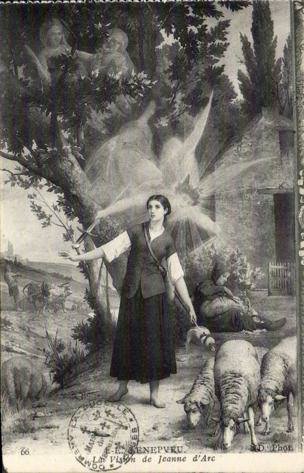 Arts - Tableau - Vision de Jeanne d'Arc - mouton CPA 