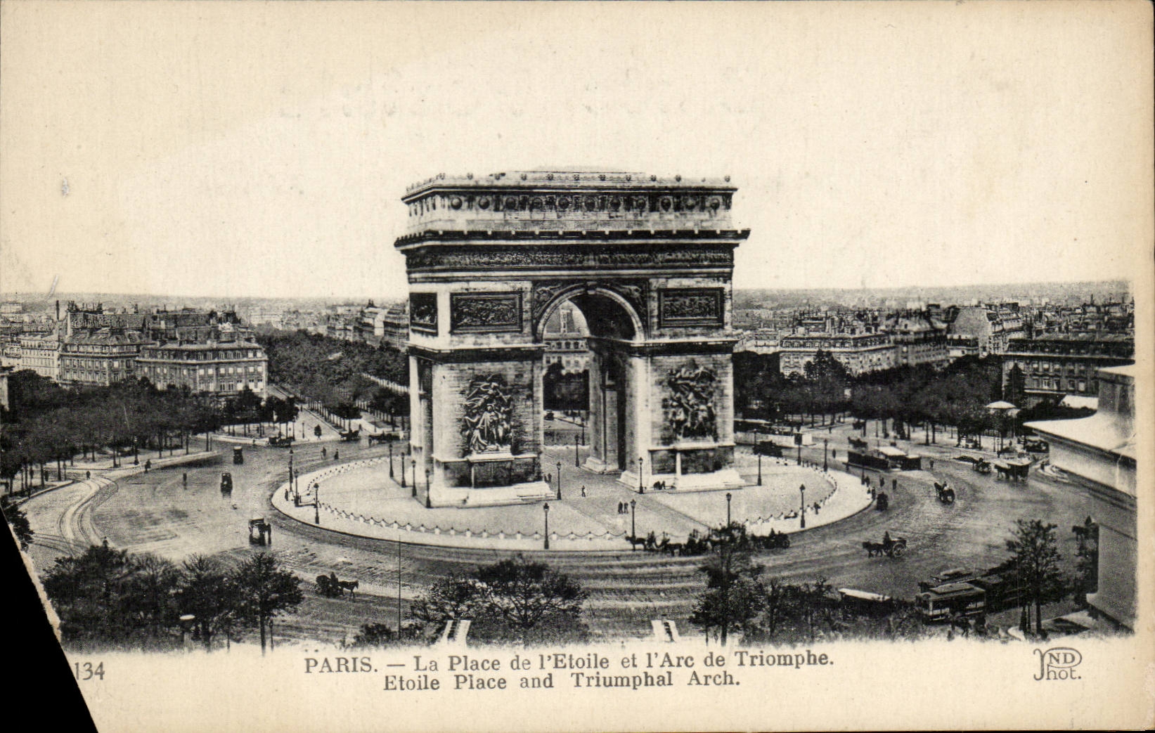 Paris - 8 - the Place of Etoile and Arc de Triomphe - CPA