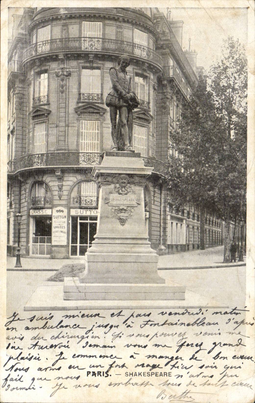 Paris - 5 - Statue of Shakespeare - CPA
