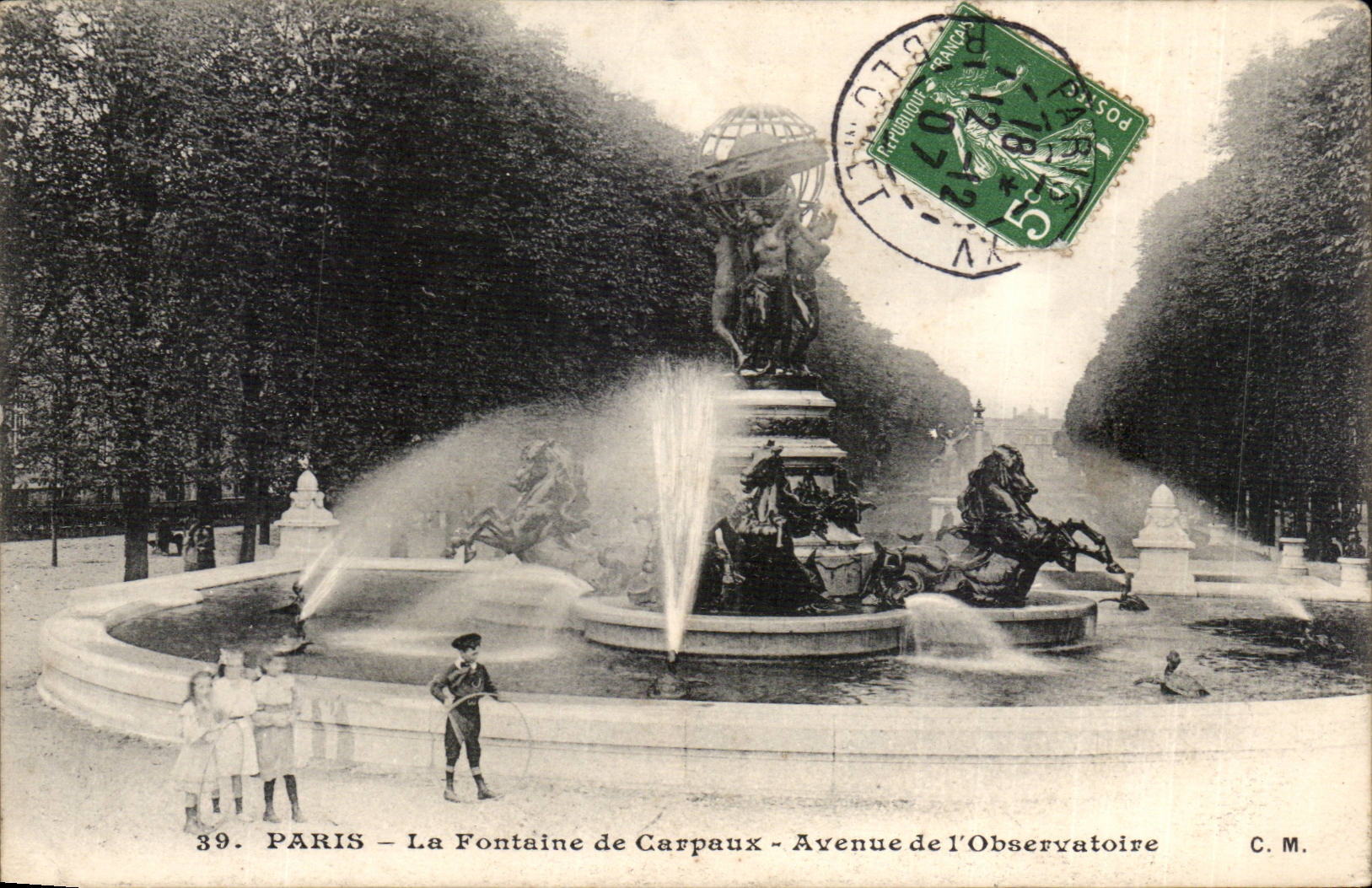 Paris - 6 - the Carpeaux Fountain - Garden of Luxembourg - Children CPA