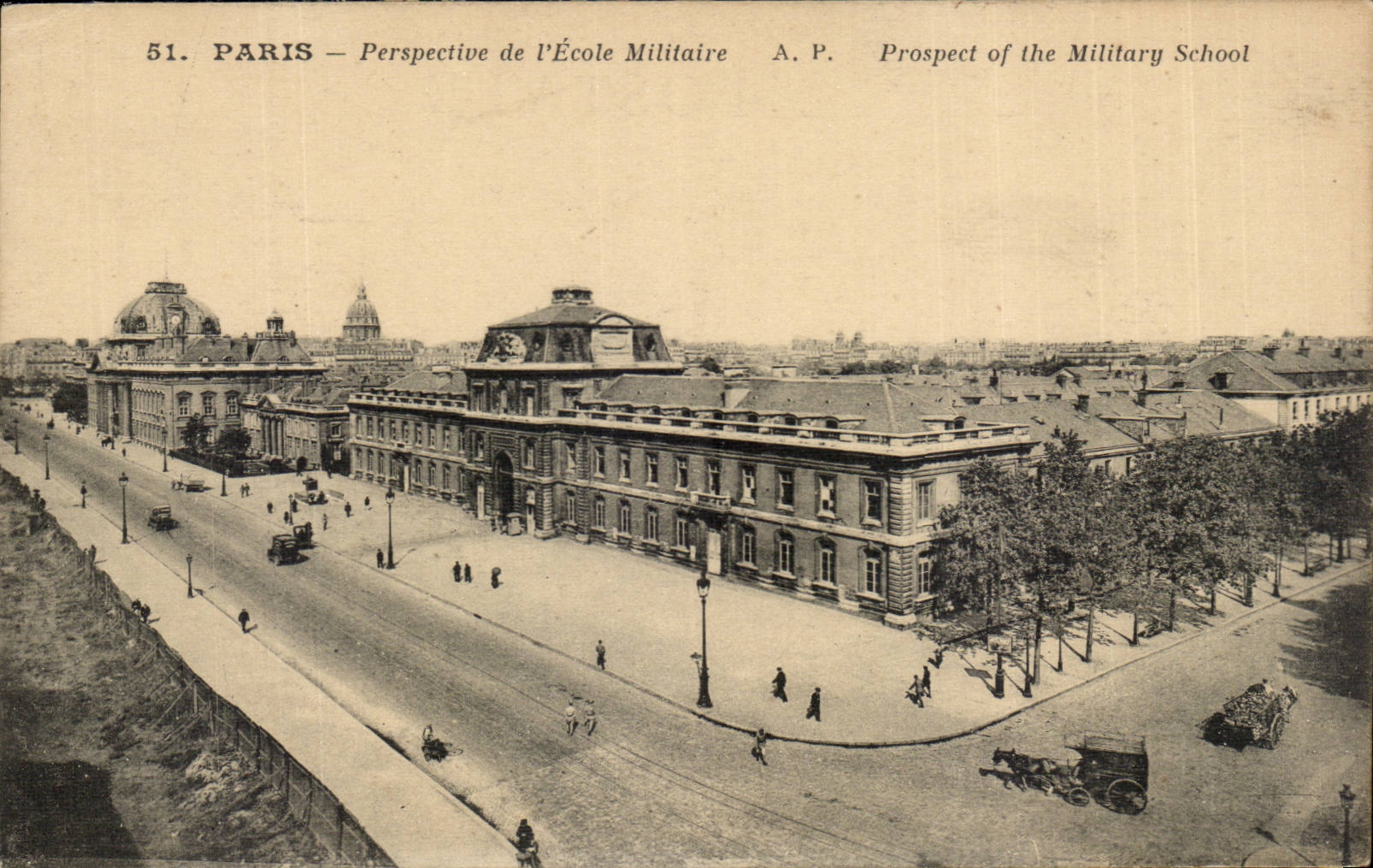 Paris - 7 - View of the Military academy - Military School CPA