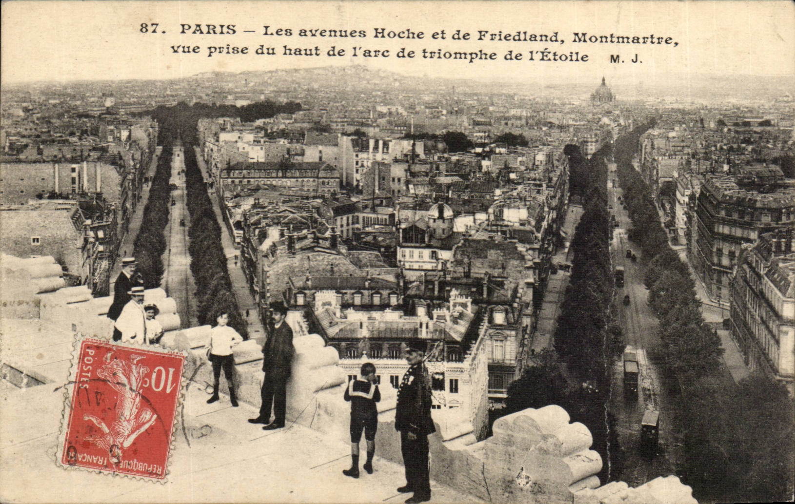 Paris - Panorama - Avenues Shakes and Friedland Montmartre seen from Top Arc de Triomphe - Children CPA -