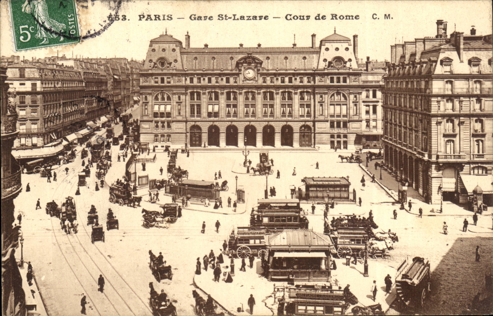 Paris - 8 - Station St Lazare - Court of Rome - CPA