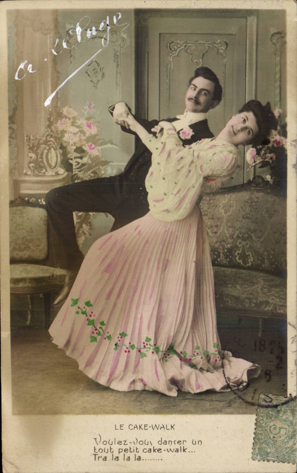 Fantaisie - Couple - Dancing together CPA