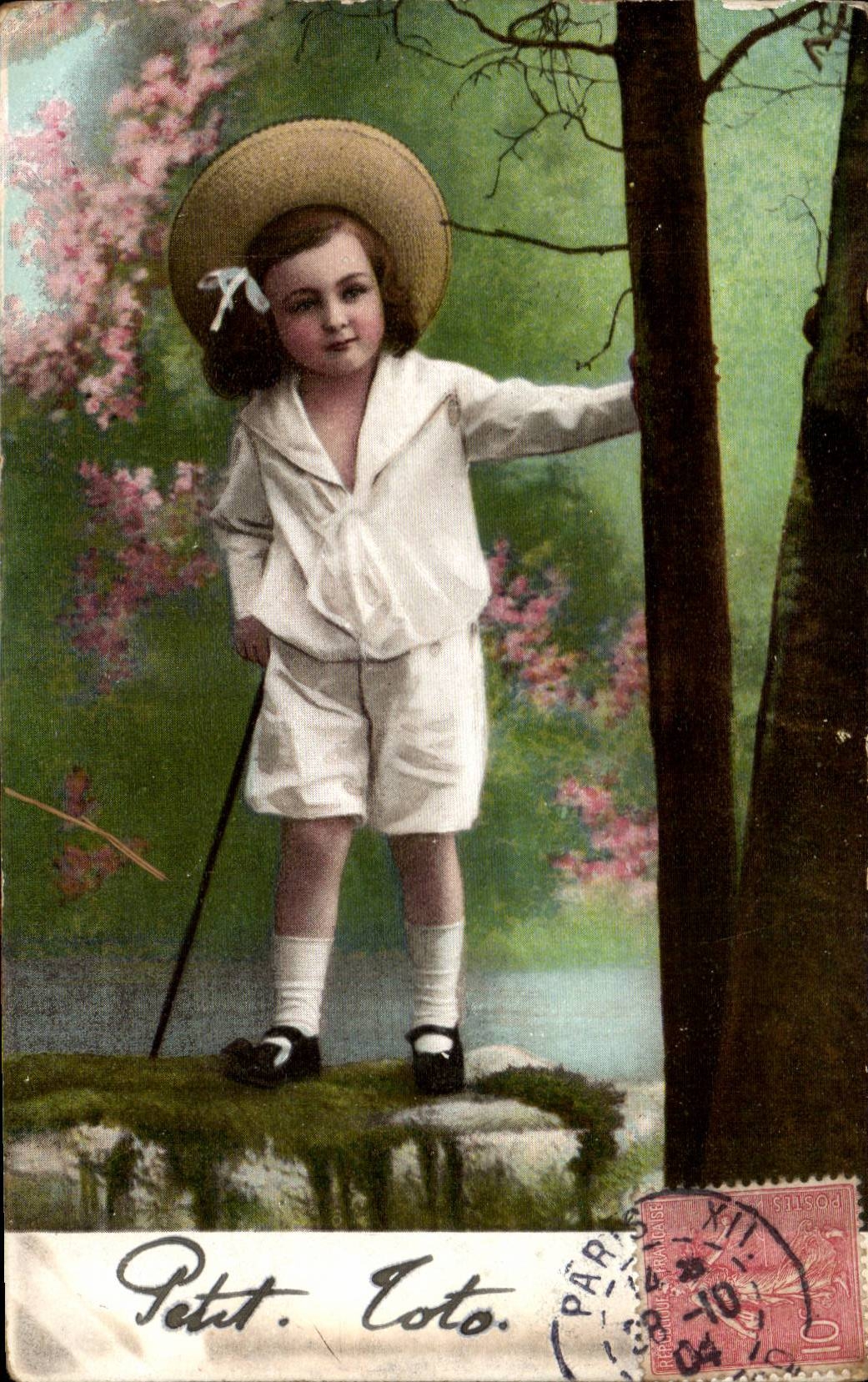 imagination - Child - Girl - Girl in adorable straw hat - CPA