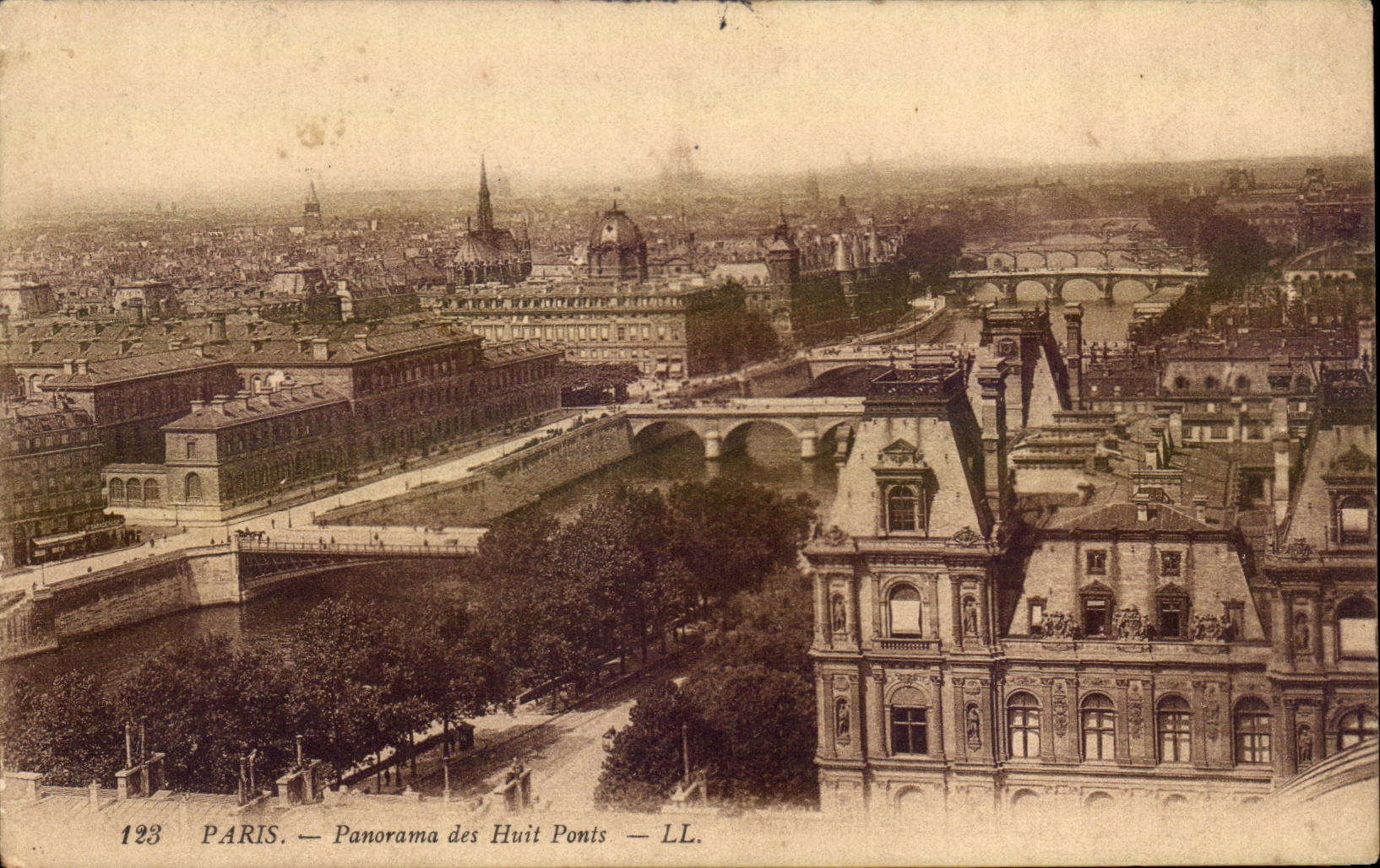 Paris - 1 - Panorama des Huits Ponts CPA