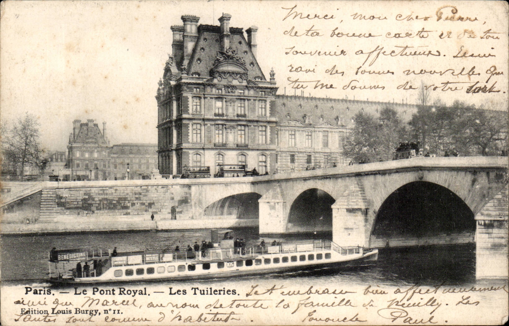 Paris - 1 - Le Pont Royal - Les Tuileries - CPA