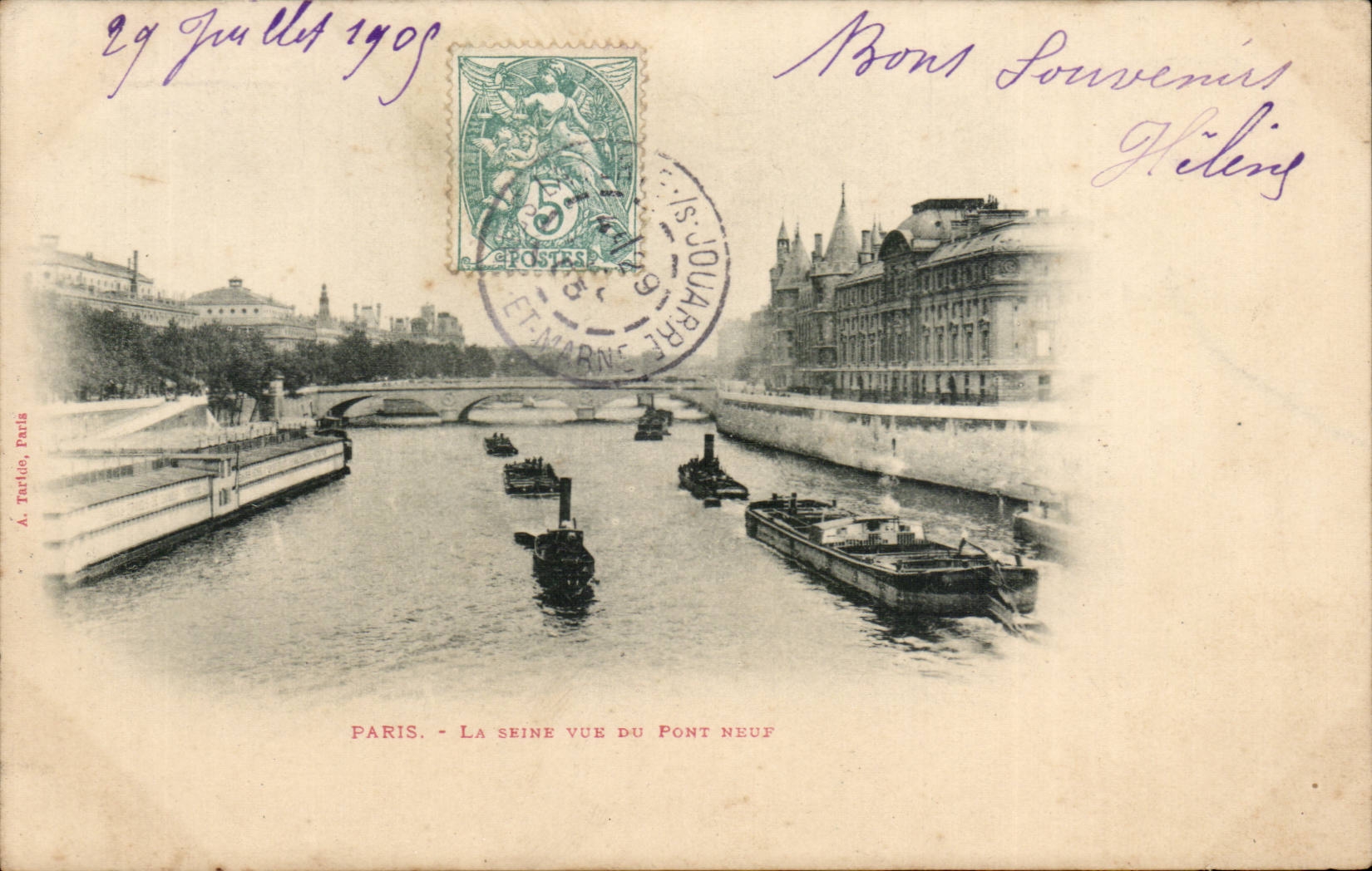 Paris - La Seine vue du Pont Neuf - CPA