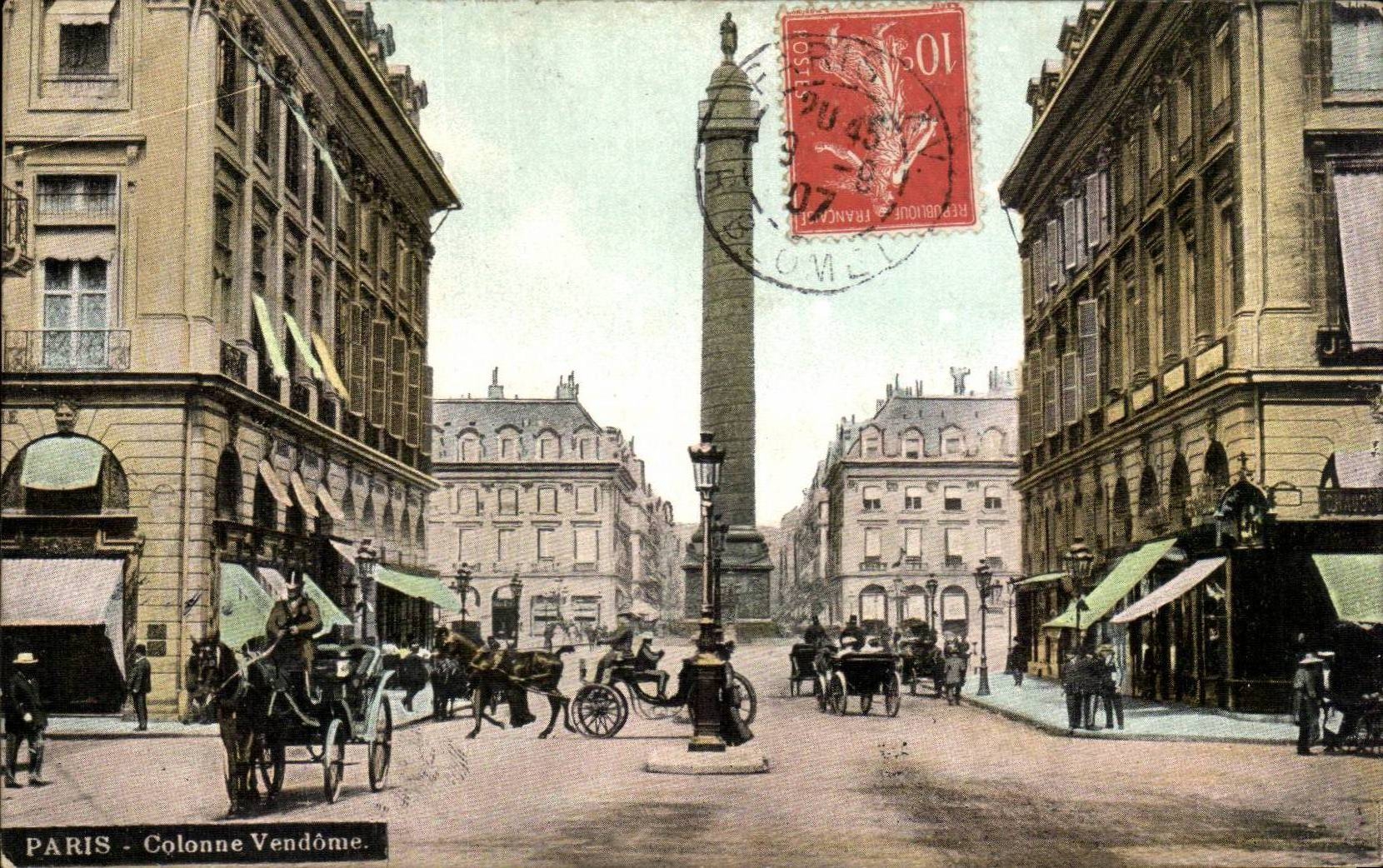 Paris - 1 - Colonne Vendome - cheval - horses - CPA