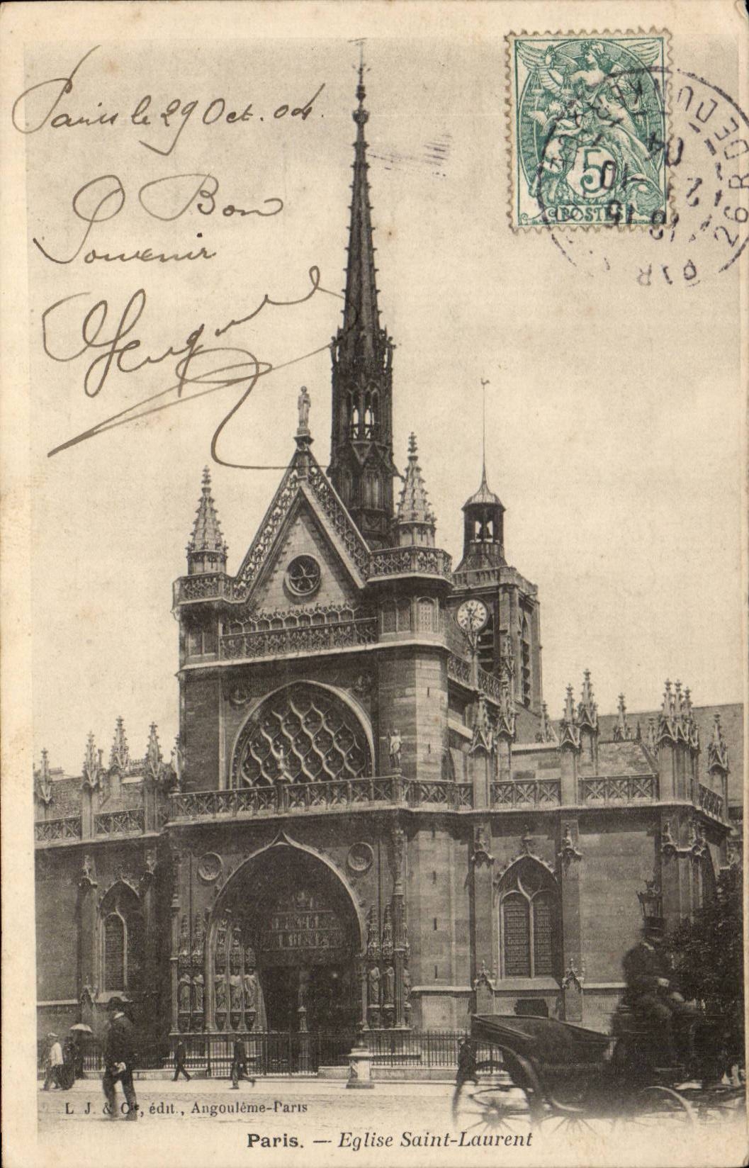 Paris CPA Eglise Saint Laurent