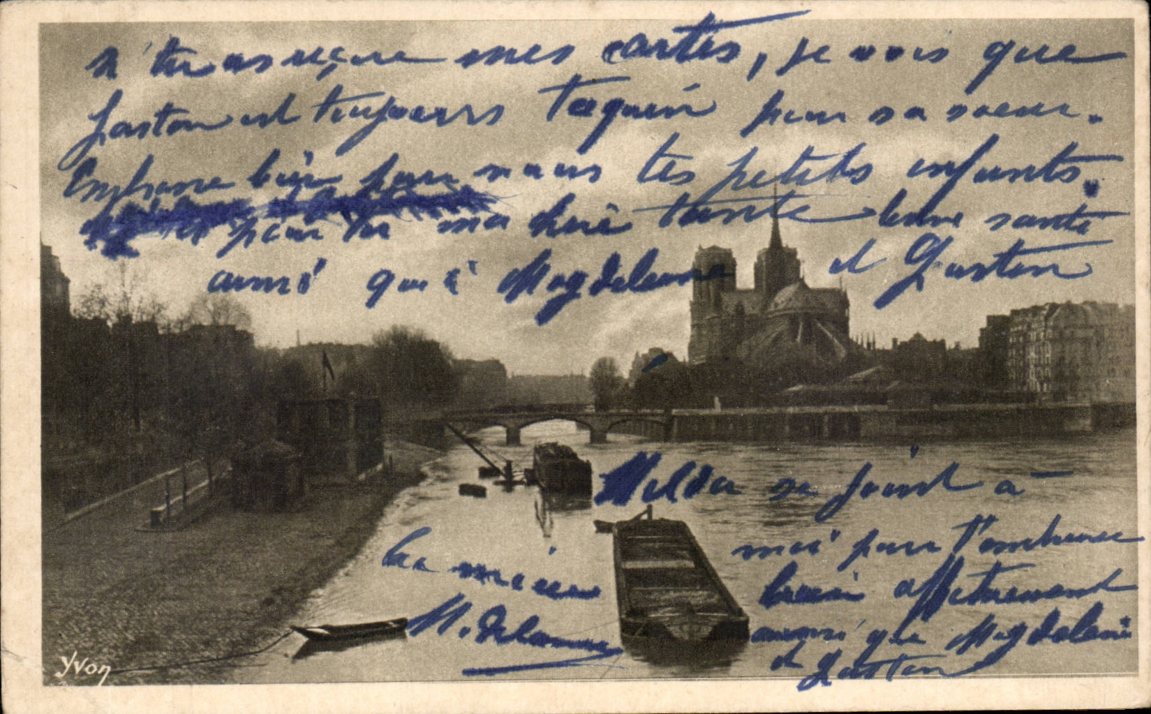 Paris CPA Notre Dame et le pont de l'archeveche