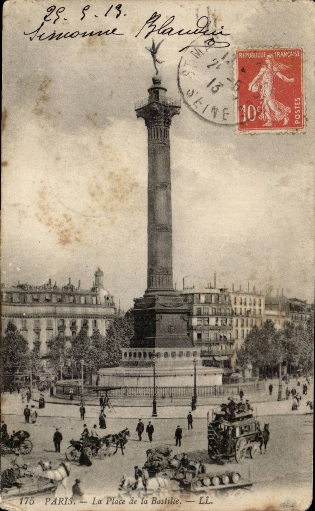 Paris CPA der Ort der Bastille