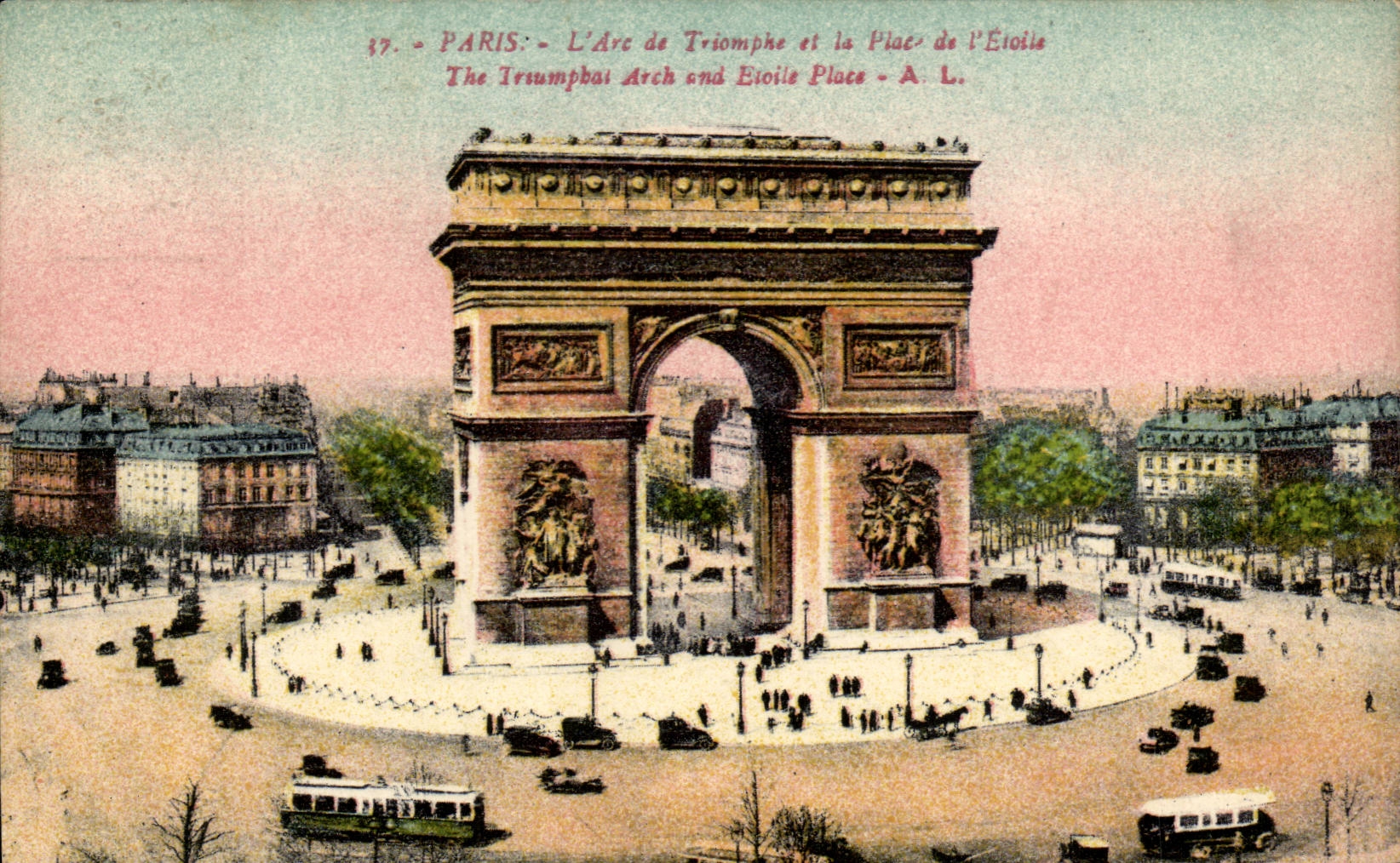 Paris CPA Arc de Triomphe and places it Etoile