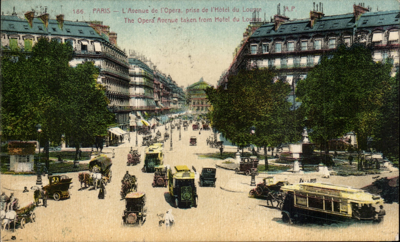 Paris CPA L'avenue de l'opera prise de l'hotel du Louvre