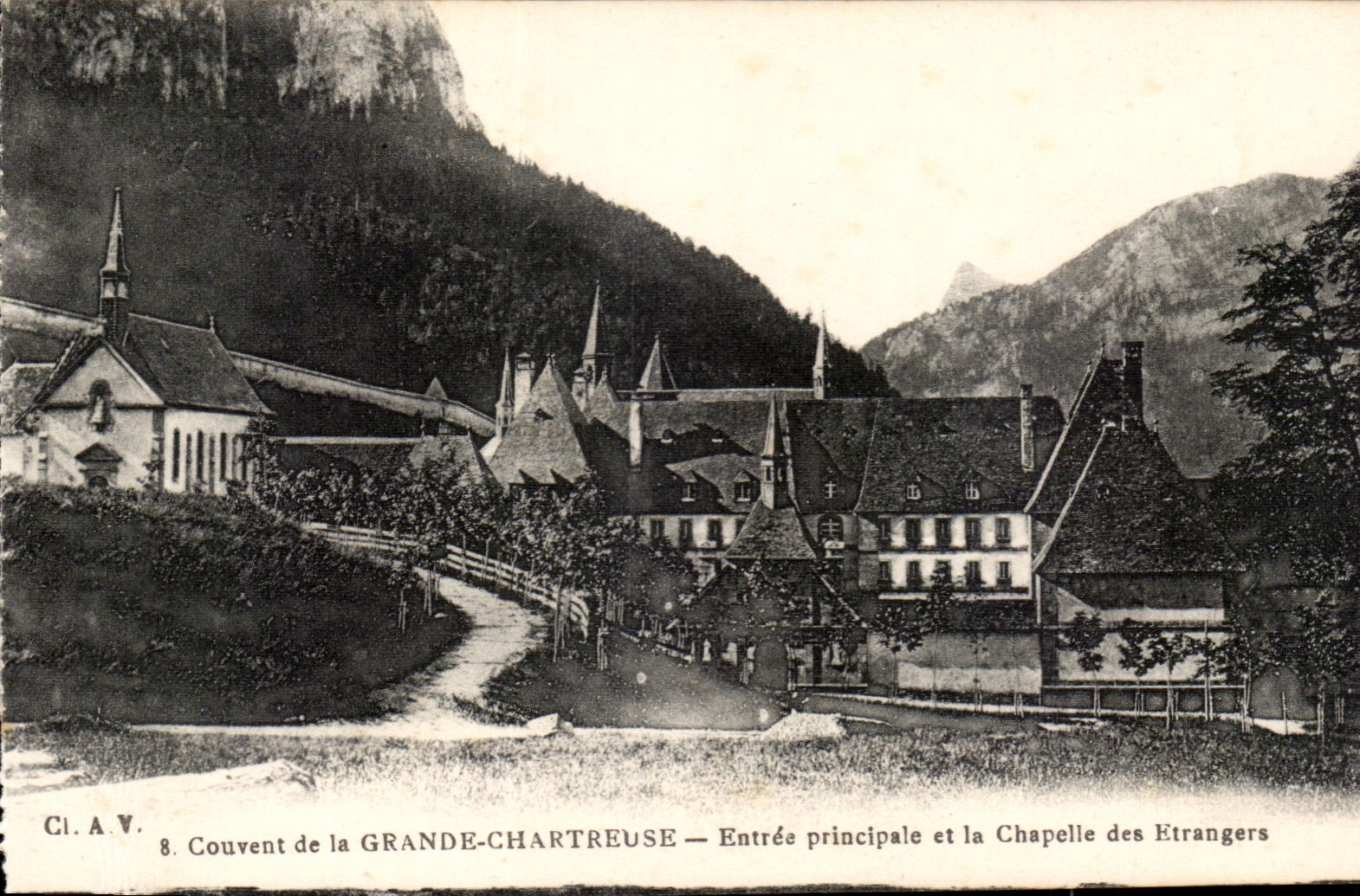 Dauphine CPA das Kloster des grossen chartreuse Haupteingangs und die Wolbung aus dem Ausland