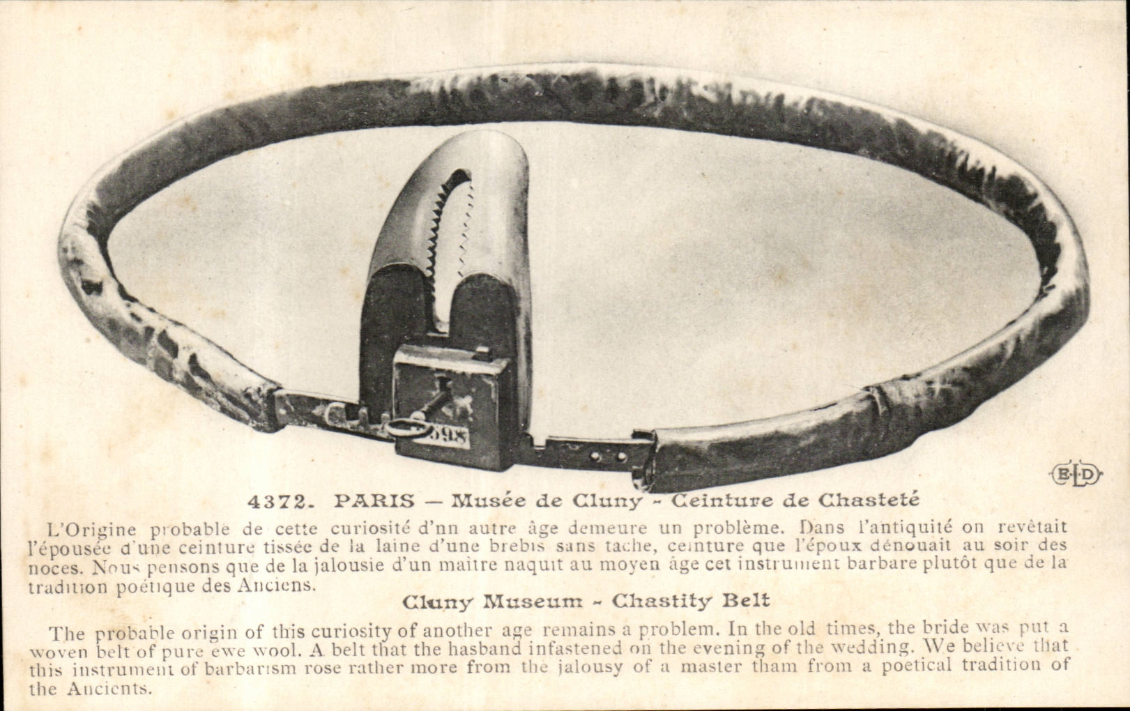 Paris CPA Musee of Cluny Girdles chastity