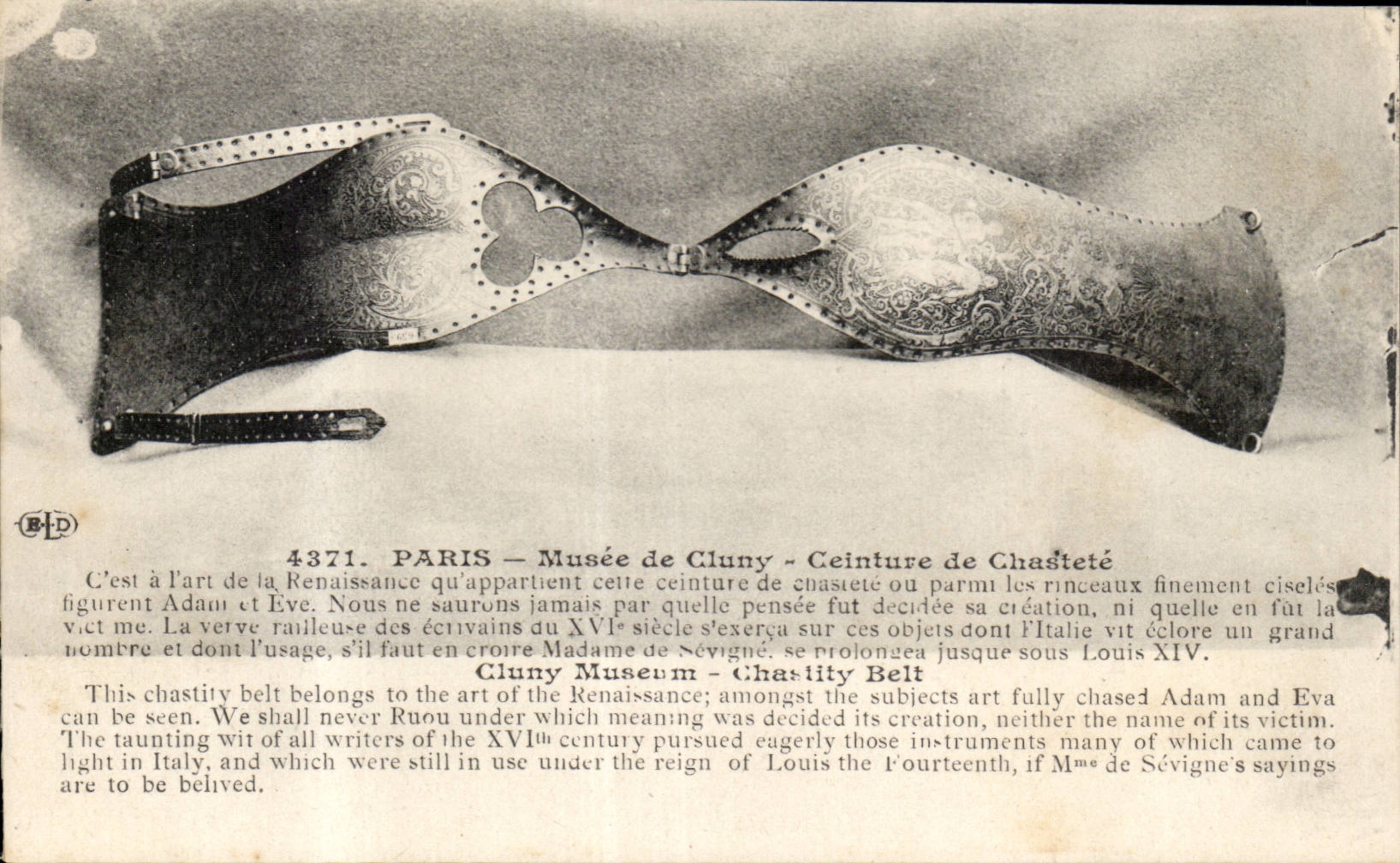 Paris CPA Musee of Cluny Girdles chastity