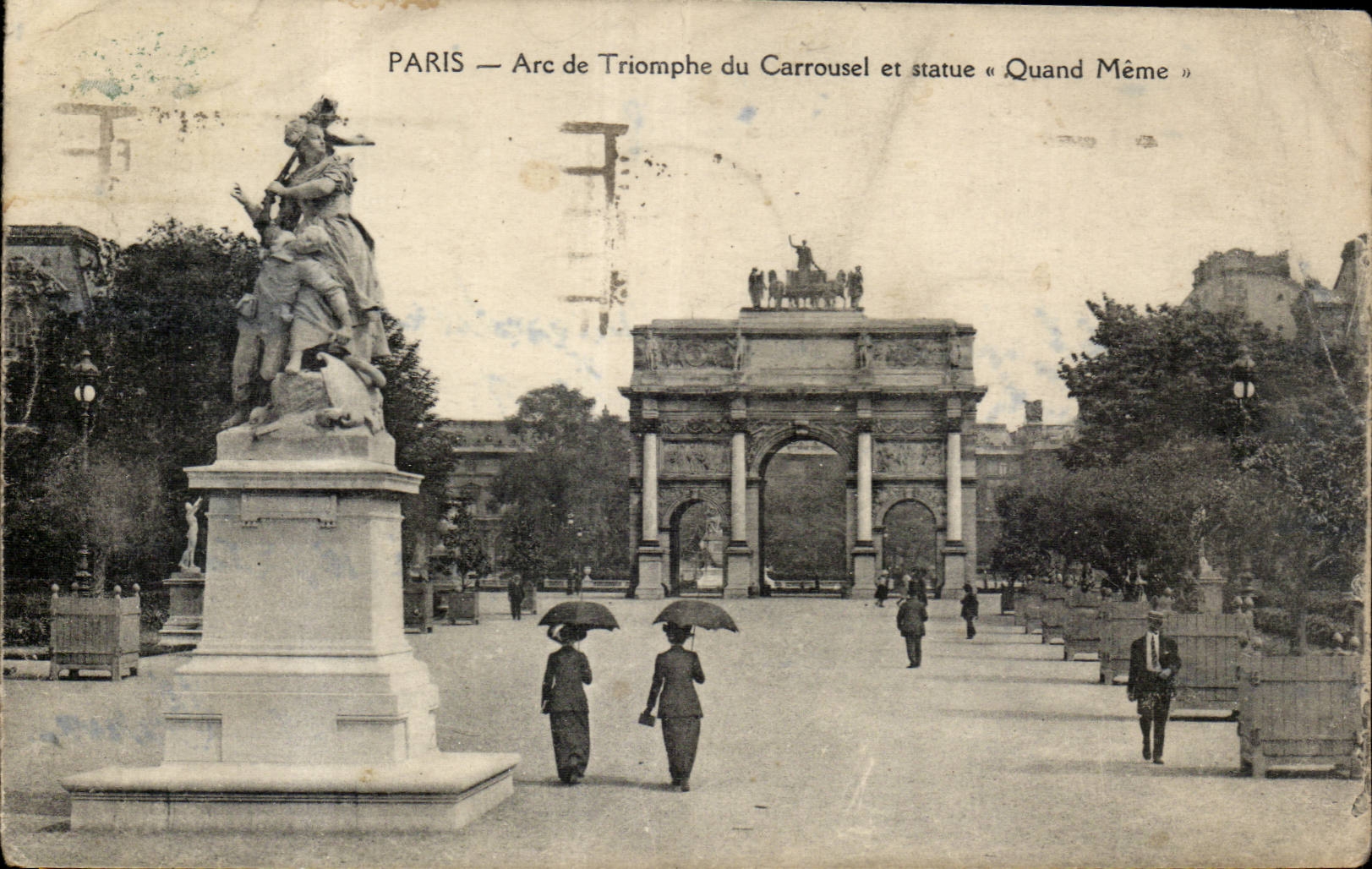 Paris CPA Arc de Triomphe of the Carousel and Statue Nevertheless