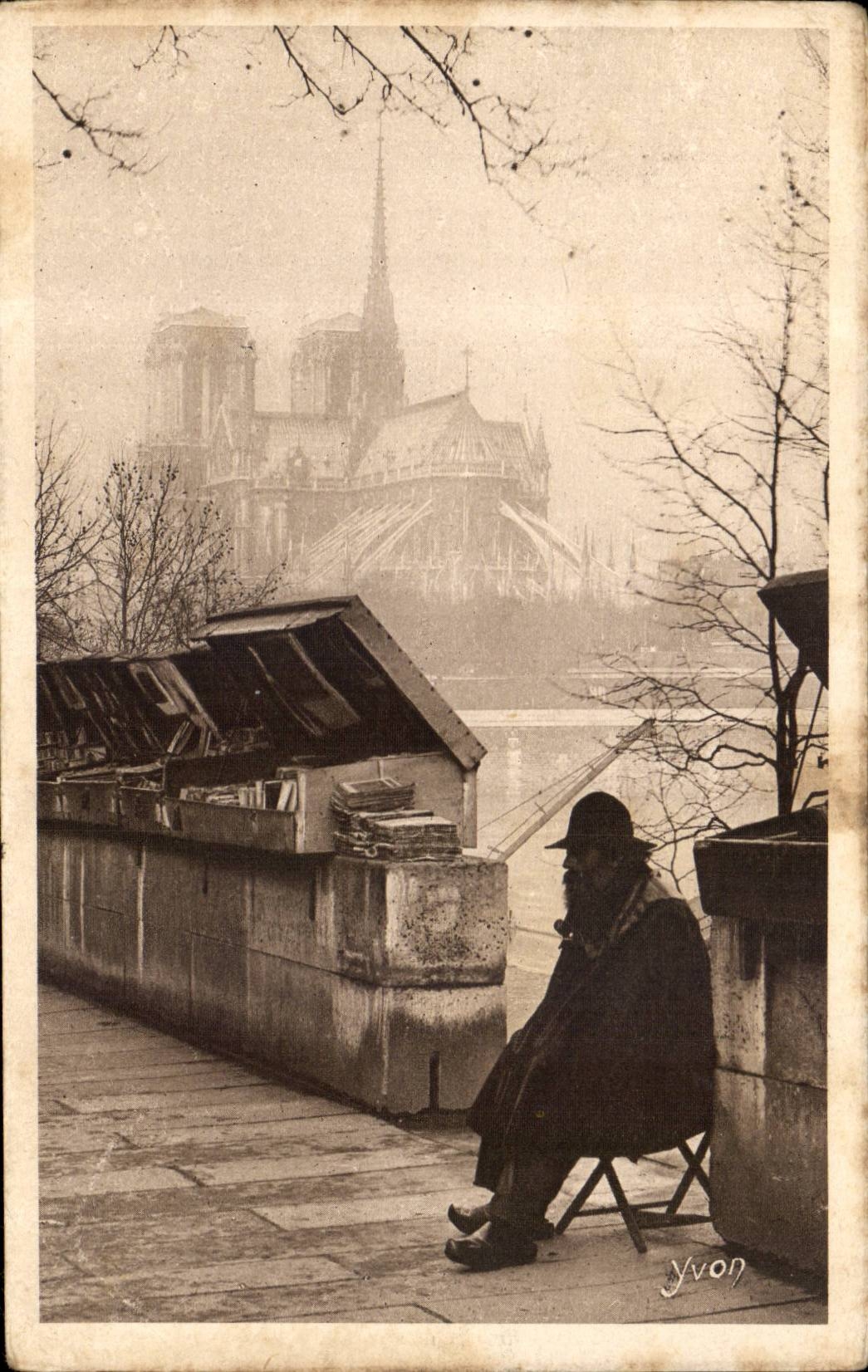 Paris CPA L'ancetre des bouquinistes Notre Dame (metier)