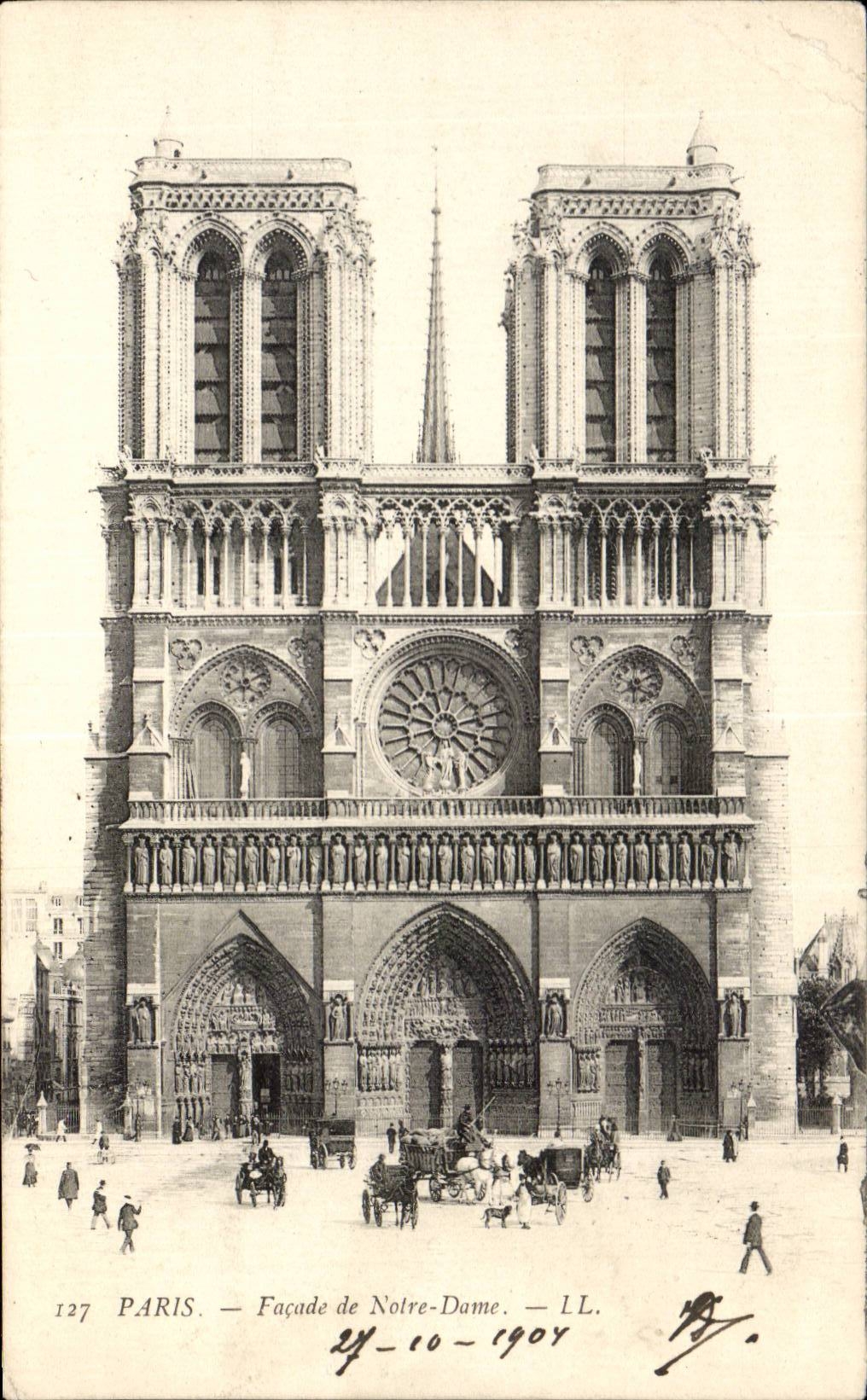 Paris CPA Facade de Notre Dame