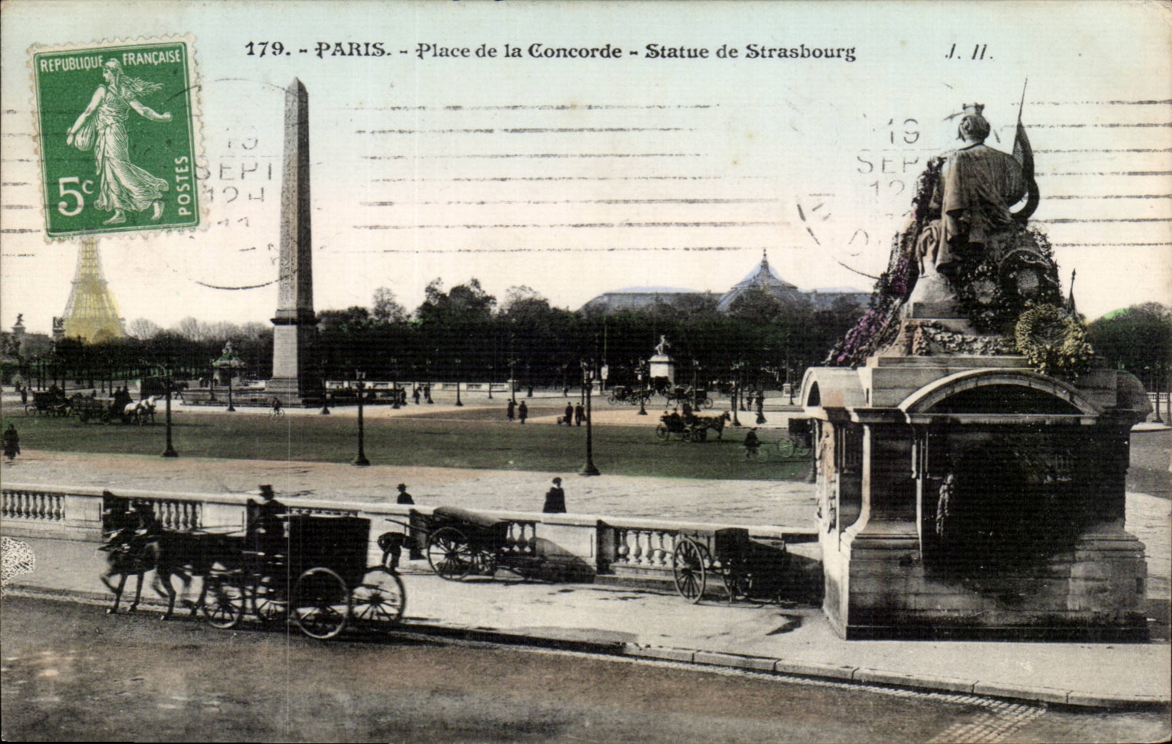 Paris CPA Places Harmony of Strasbourg Statue