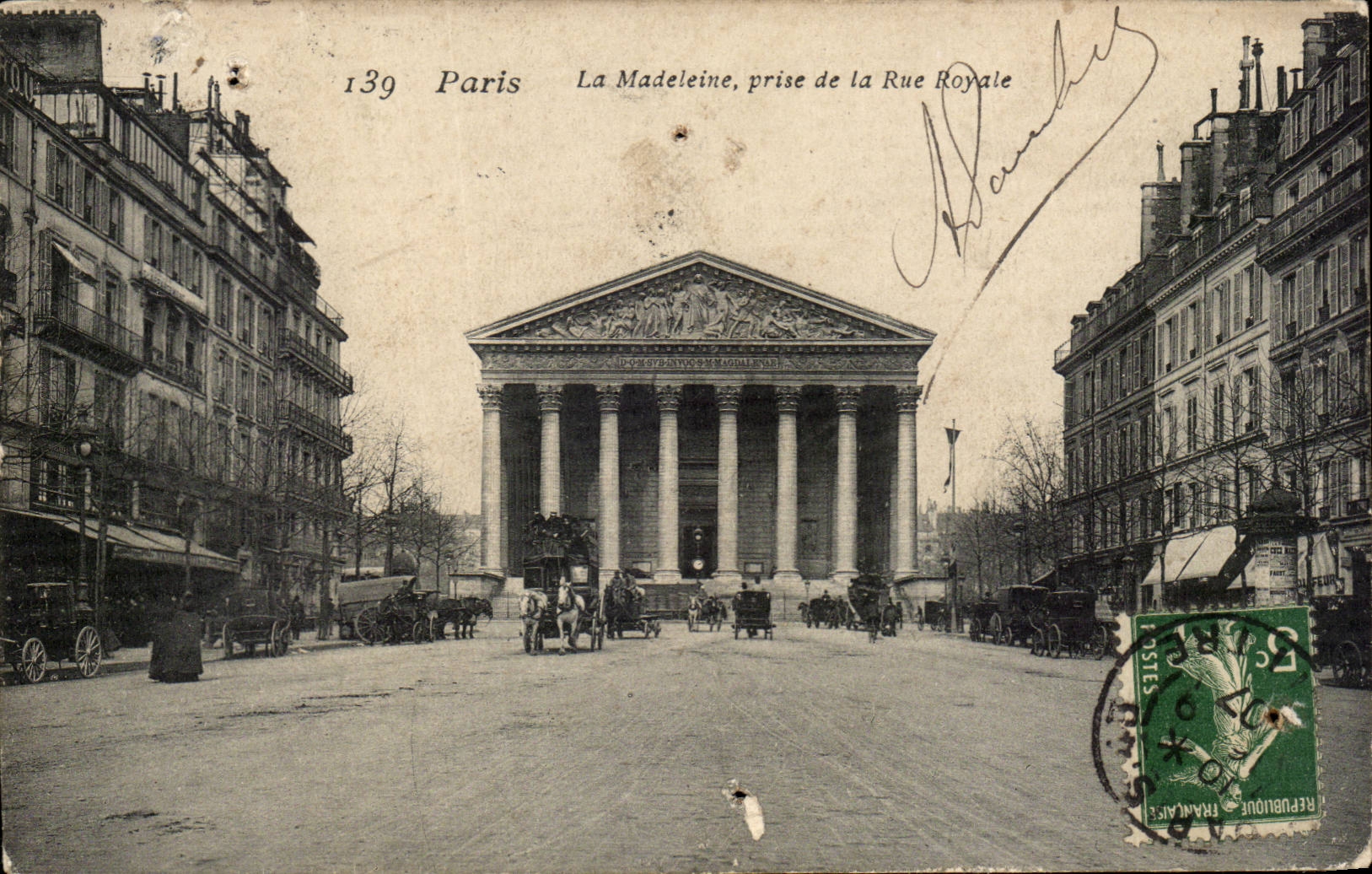 Paris CPA the madeleine taken of the royal Street
