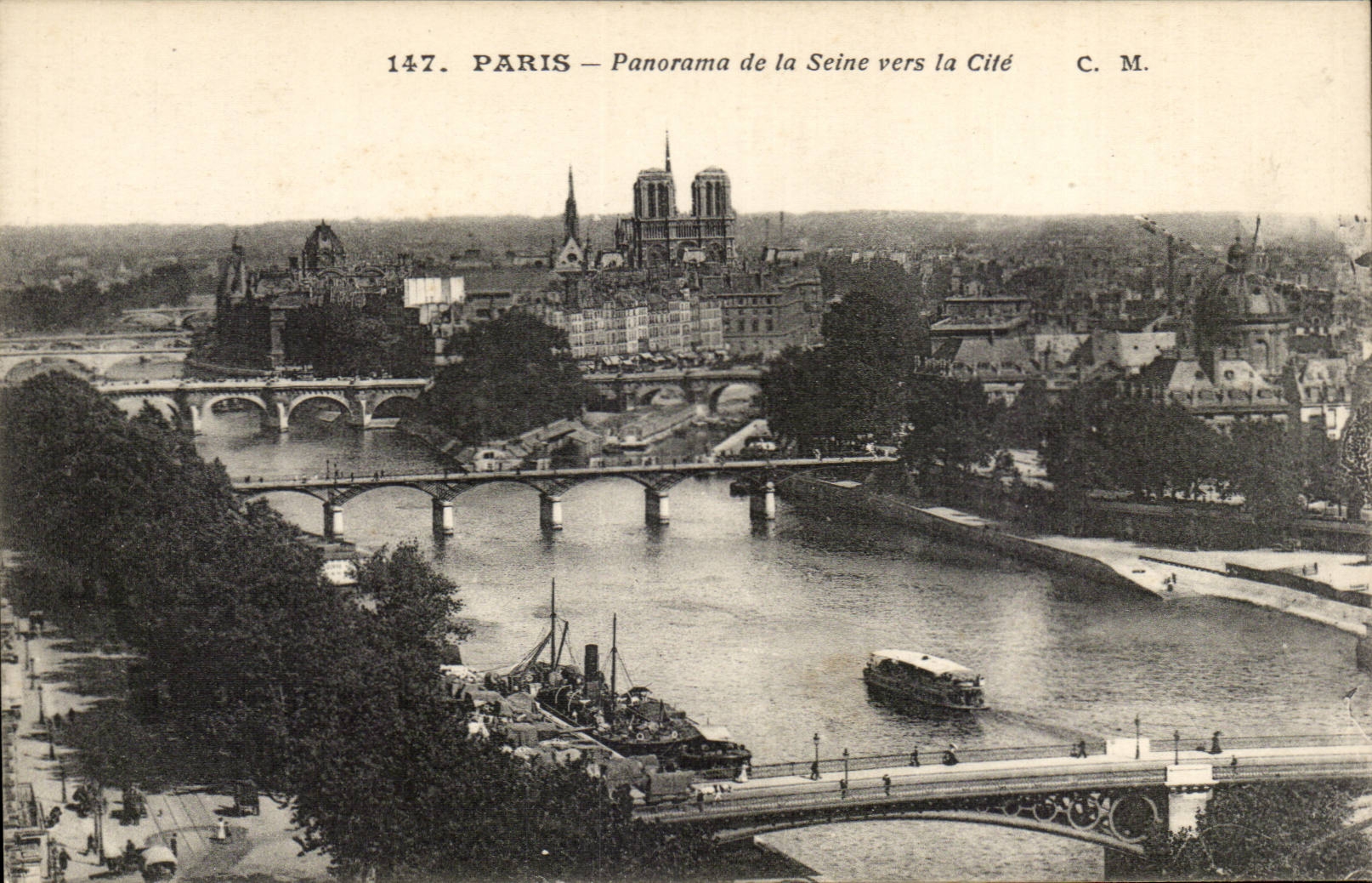 Paris CPA Panorama de la Seine vers la Cite