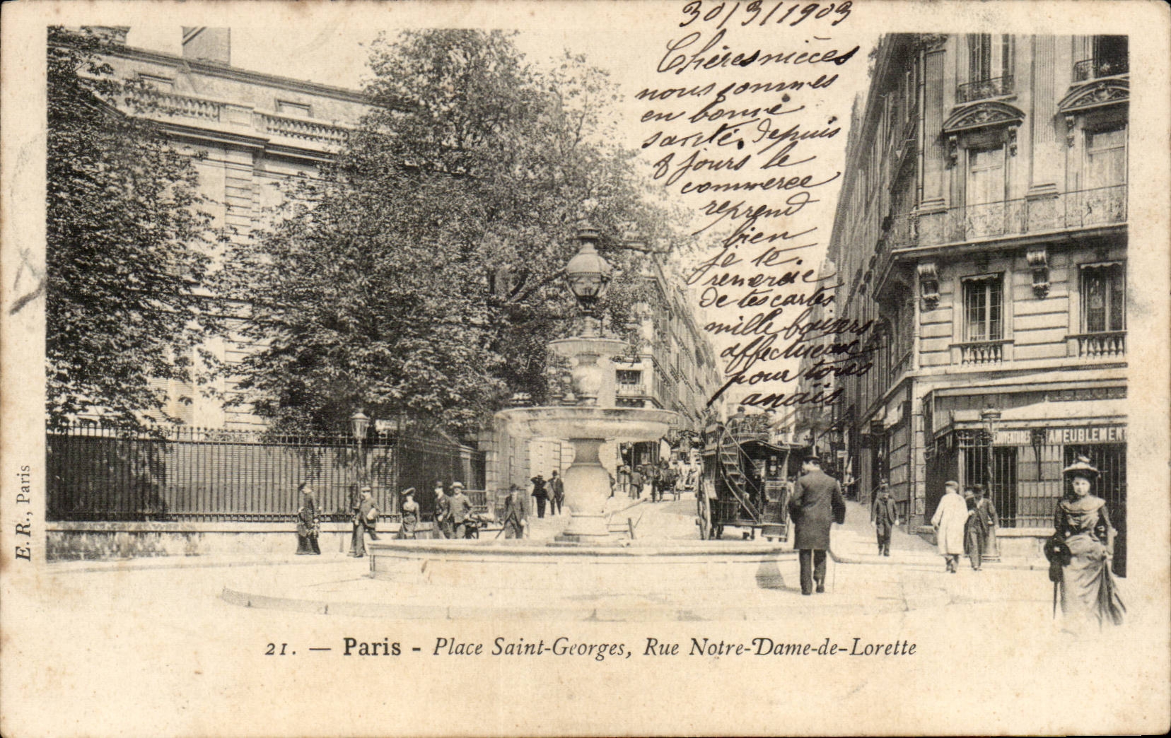 Paris CPA Place Saint Georges Rue Notre DAme de Lorette