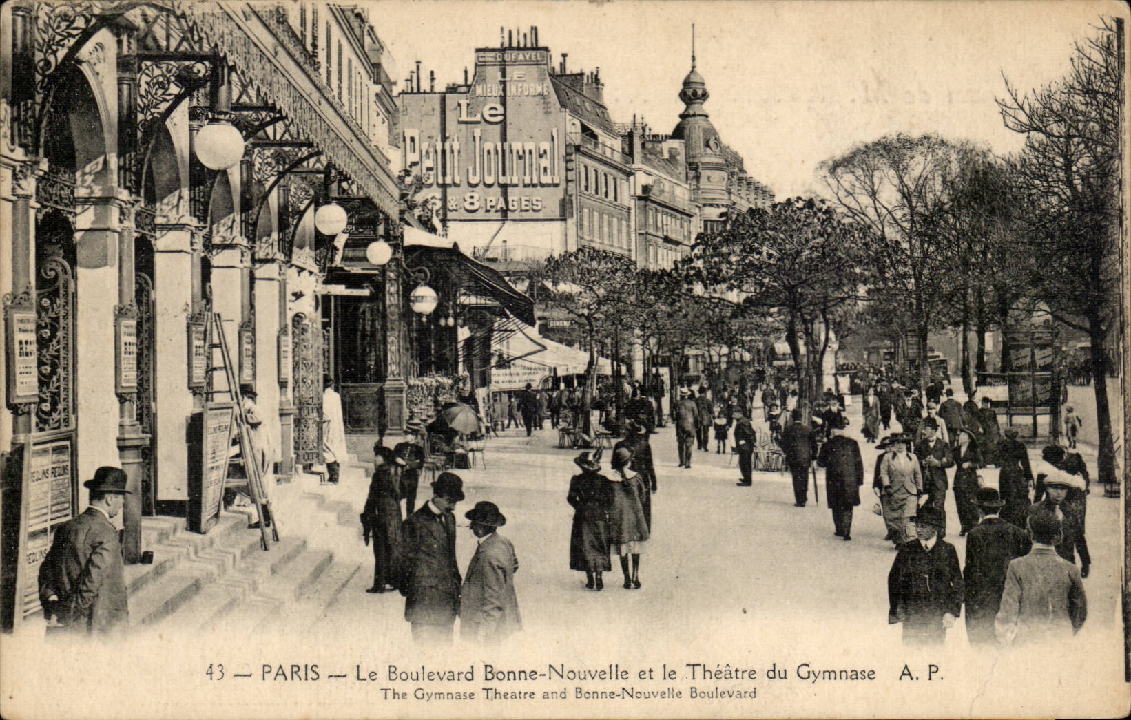 Paris CPA le boulevard Bonne Nouvelle et le theatre du Gymnase