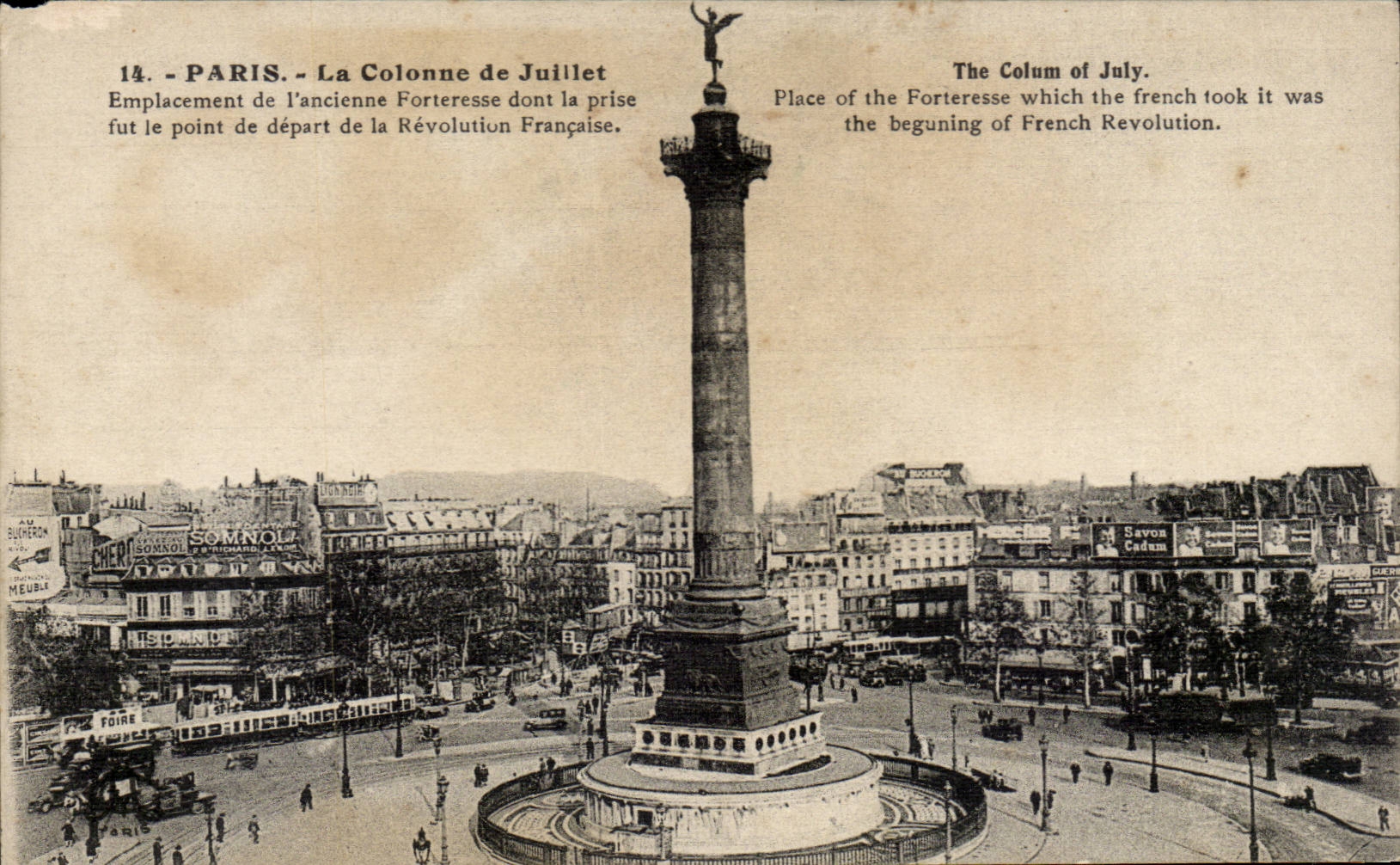 Spalte Paris-CPA der Bastille Juli