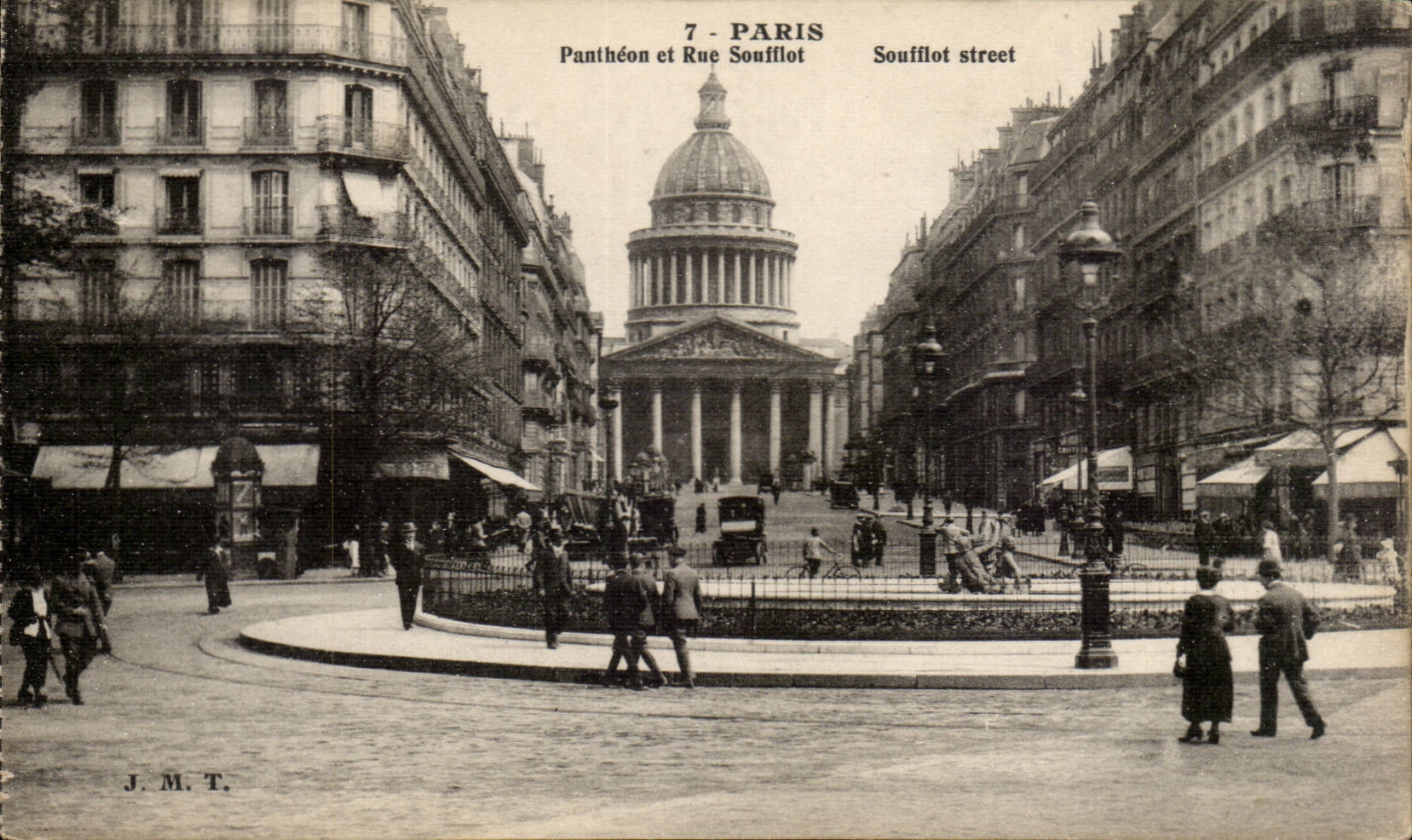 Paris CPA the Pantheon and Rue Soufflot