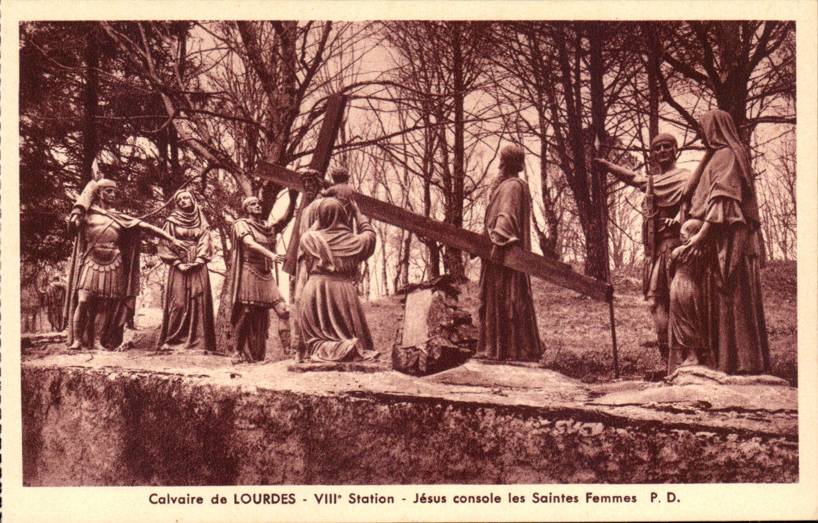 CPA Calvaire of Lourdes 8th Jesus Station comforts the holy women