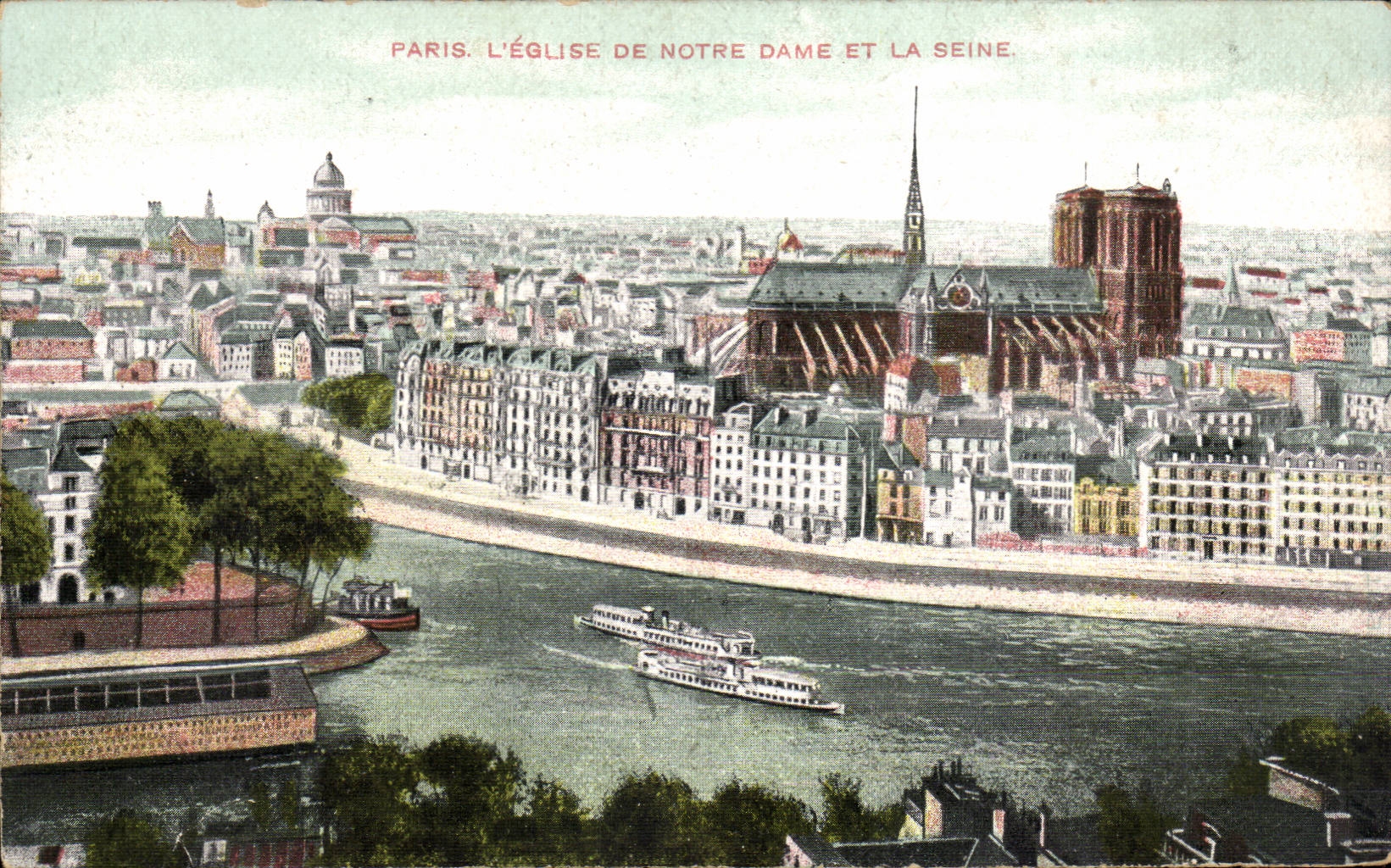 Paris CPA L'eglise de Notre Dame et la Seine