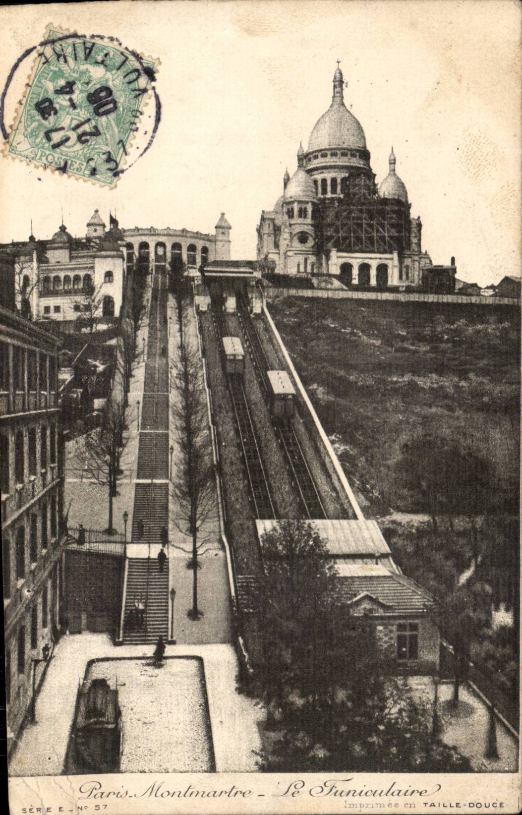 Paris CPA Basilique du Sacre Coeur Montmartre Funiculaire