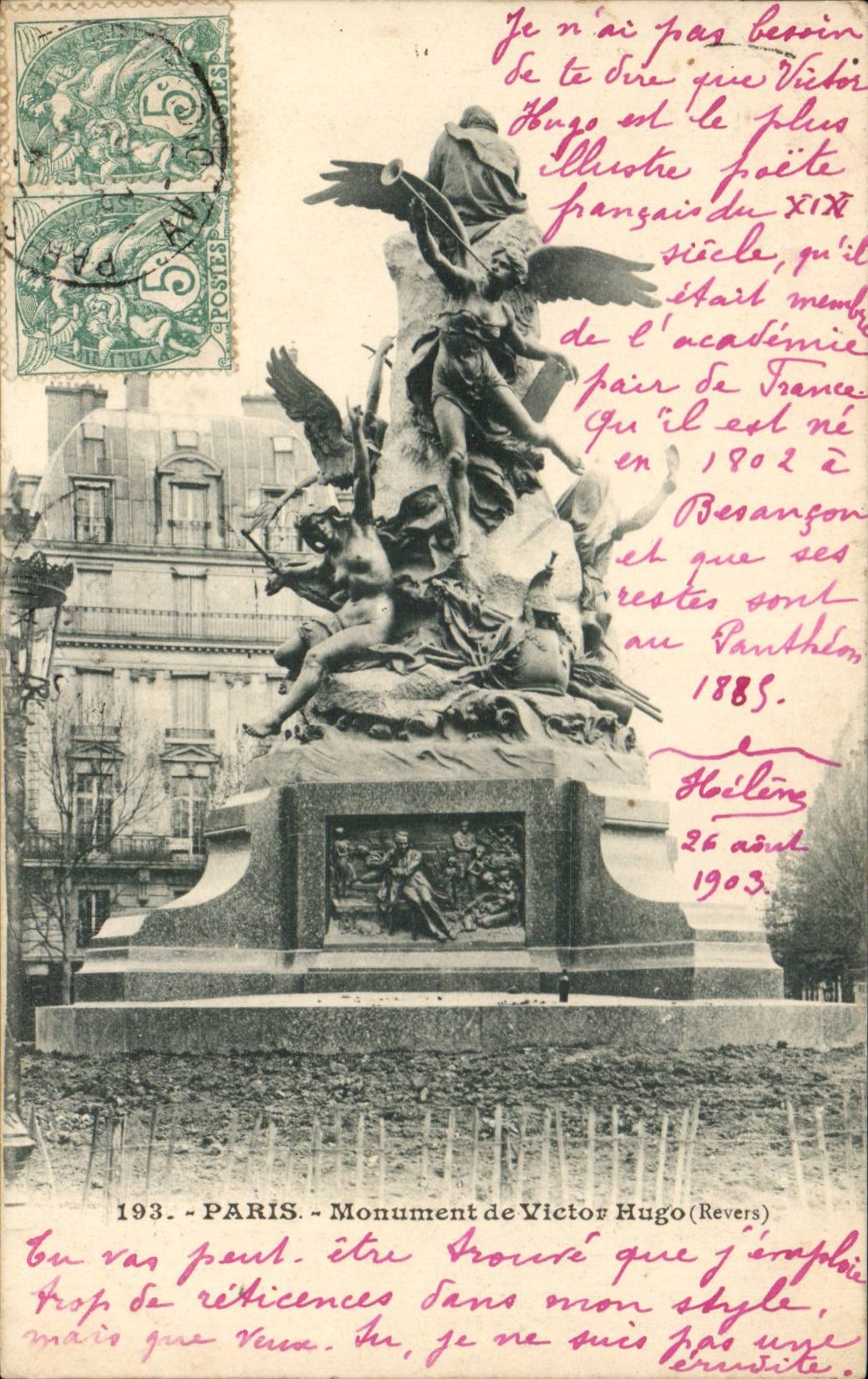 Paris CPA Monument de Victor Hugo