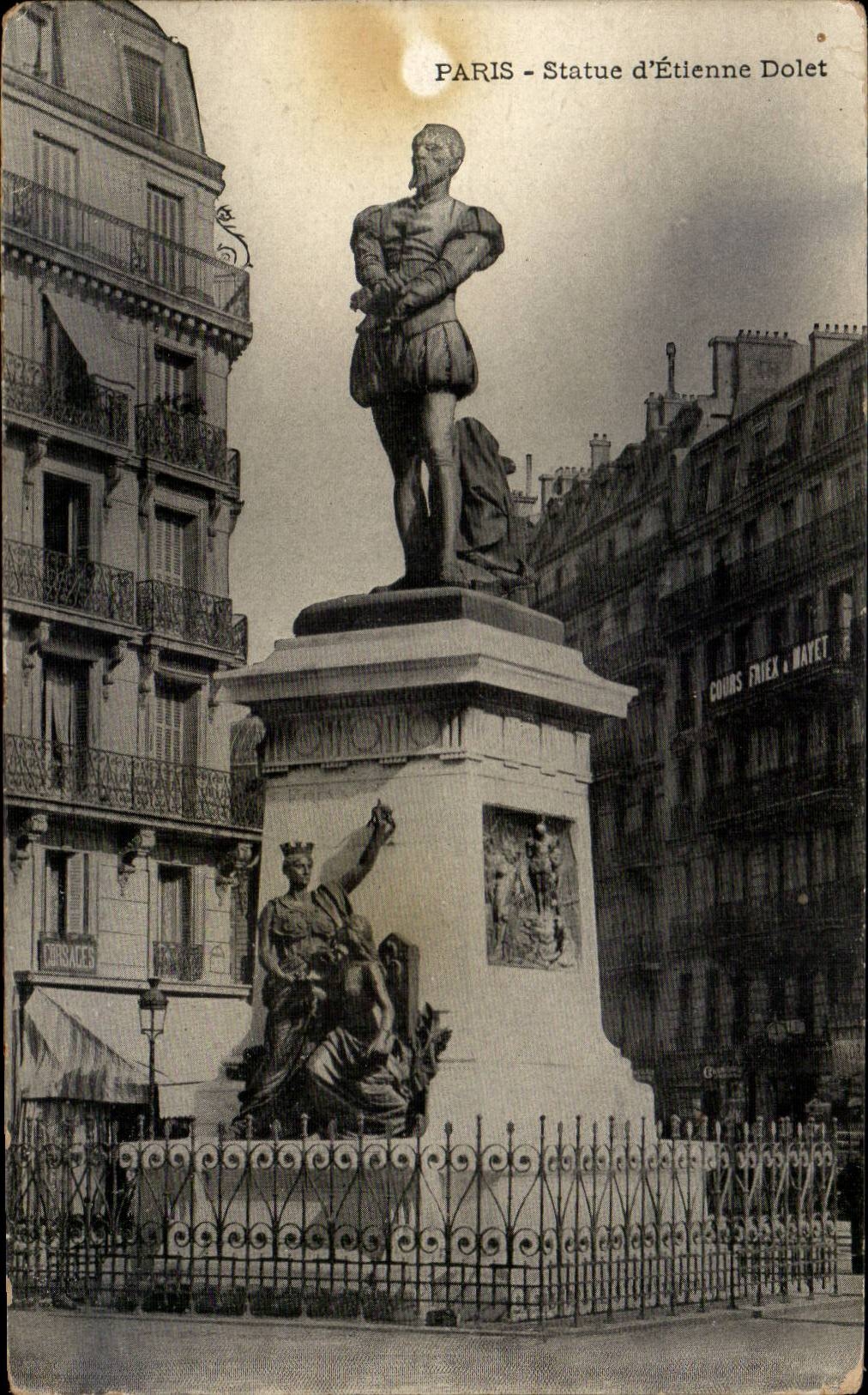 Paris CPA Statue d'Etienne Dolet
