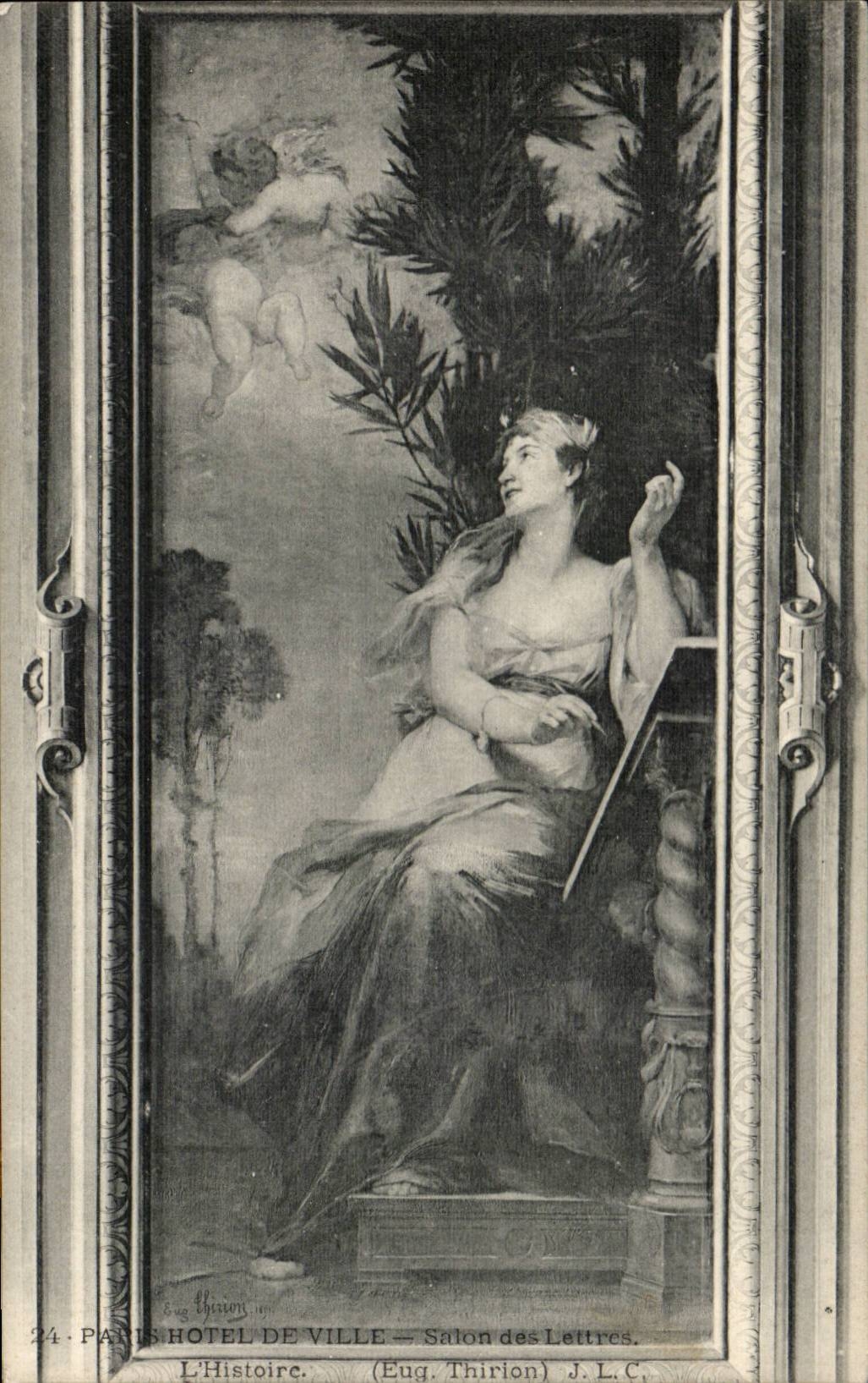 Paris CPA L'hotel de ville Salon des lettres L'histoire (Thirion)