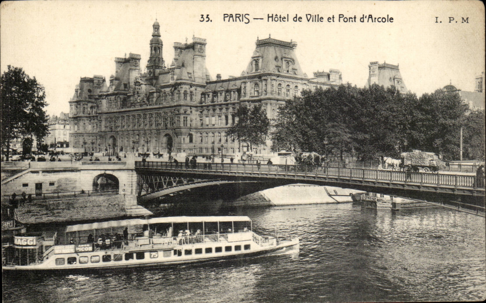 Paris CPA L'hotel de ville Salon et pont d'Arcole