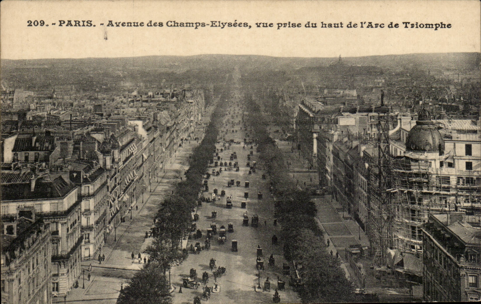 Paris CPA Which occurred of the Elysees Fields seen from of Arc de Triomphe