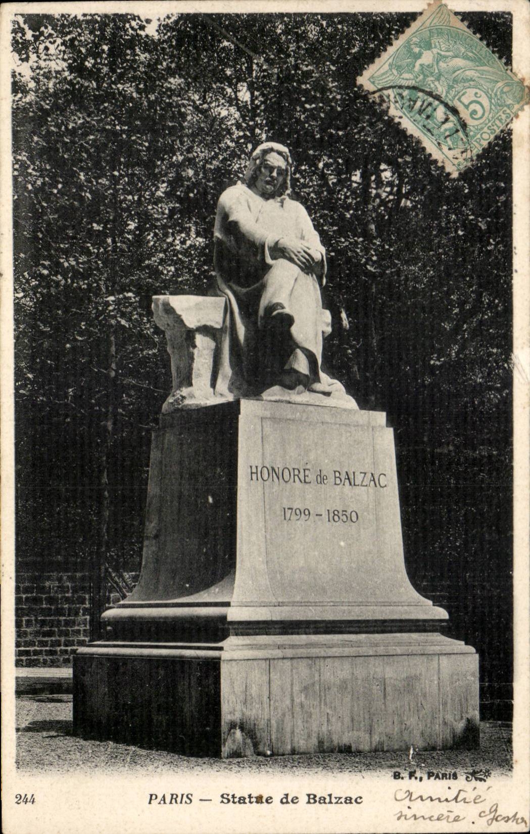 Paris CPA Statue de Balzac