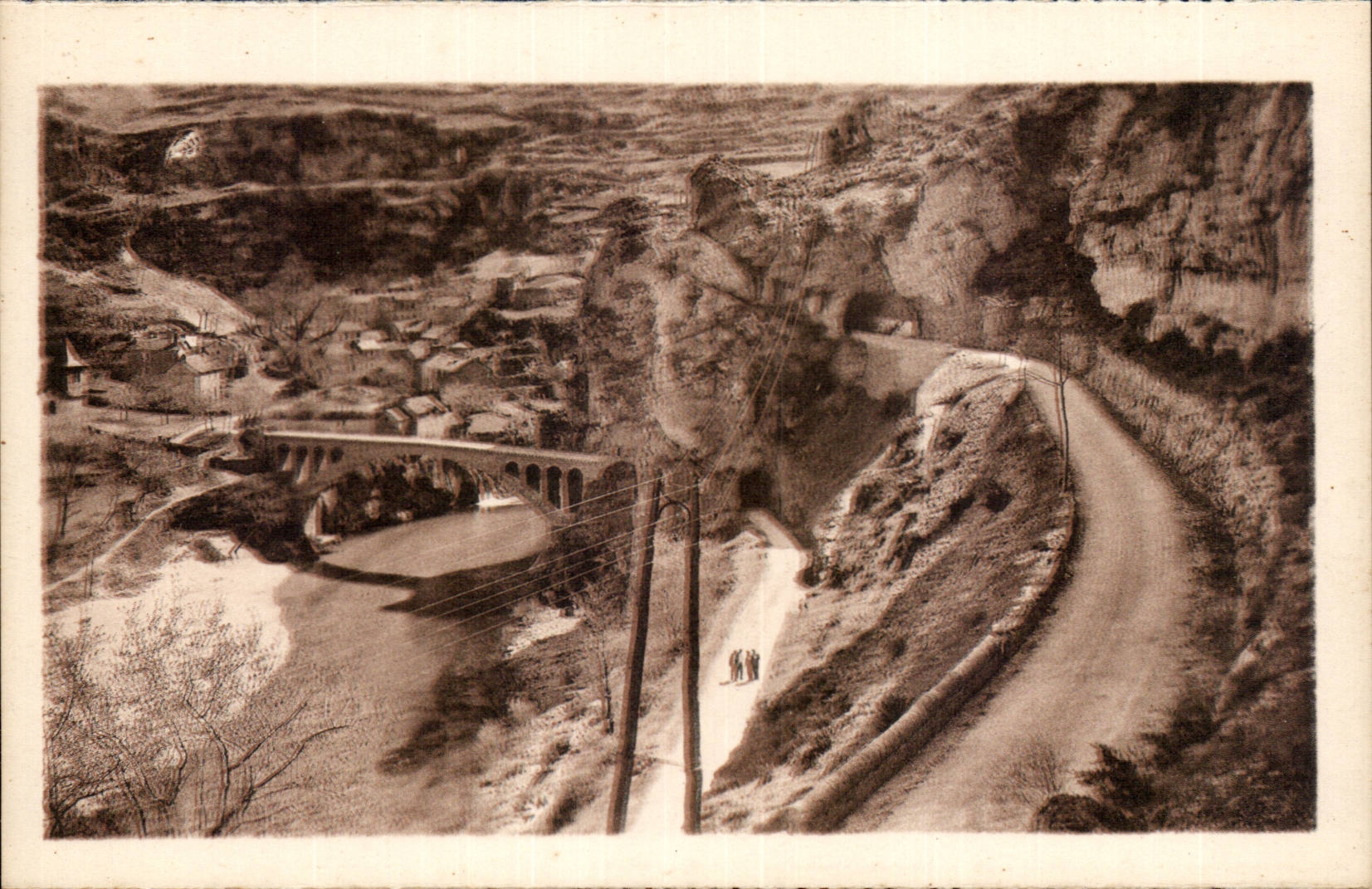 Falle von Tarn CPA Saint gesehen von der Brucke von Chely