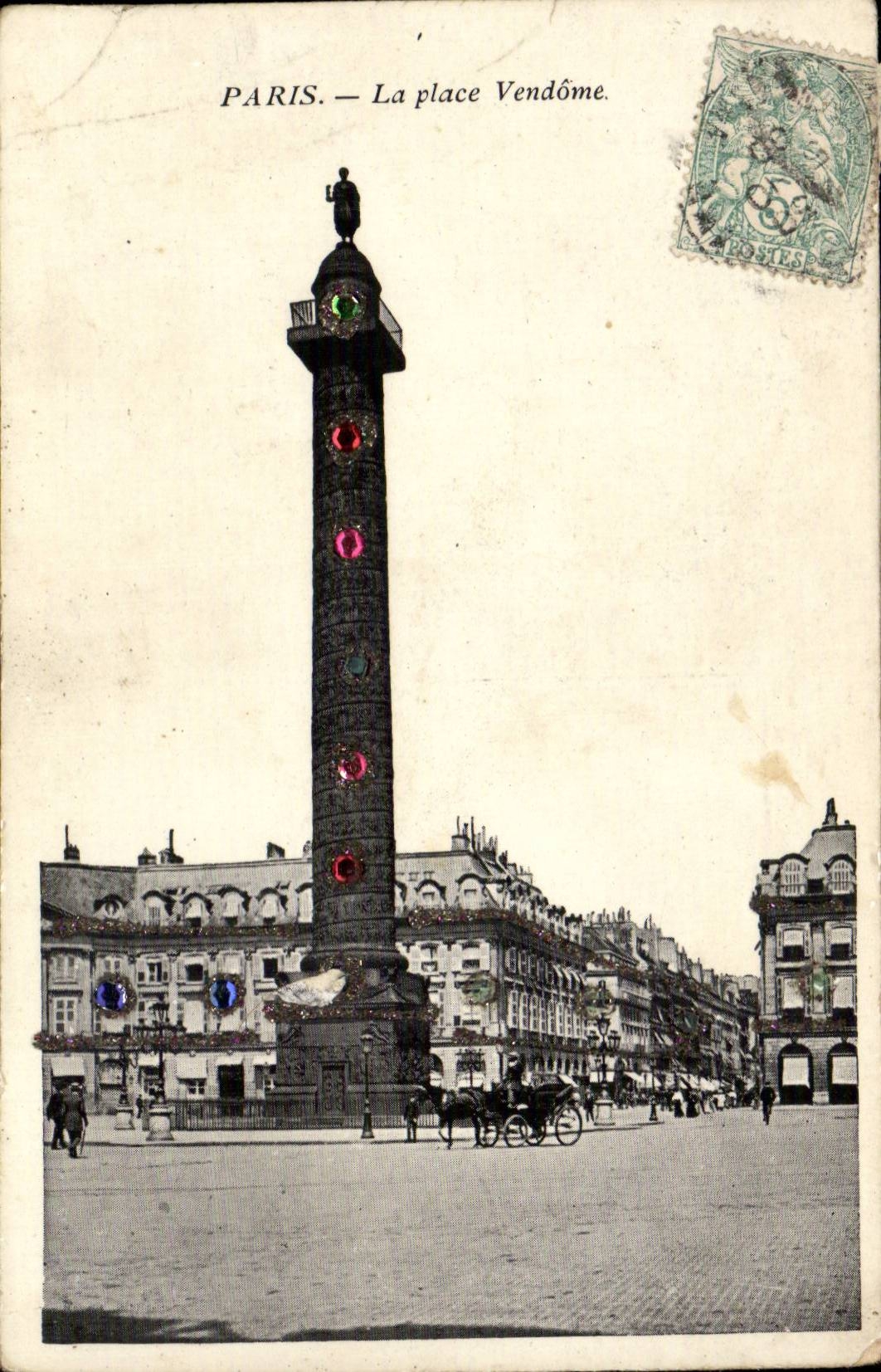 Paris CPA Places Vendome (series of brilliances)