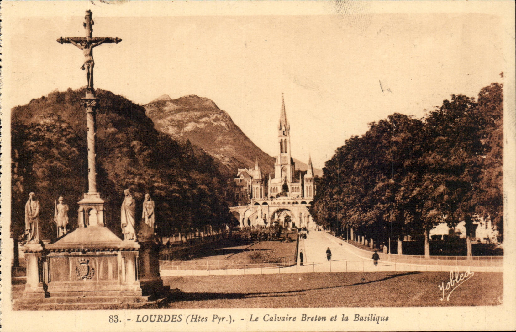 Lourdes - the Breton Martyrdom and Basilica CPA